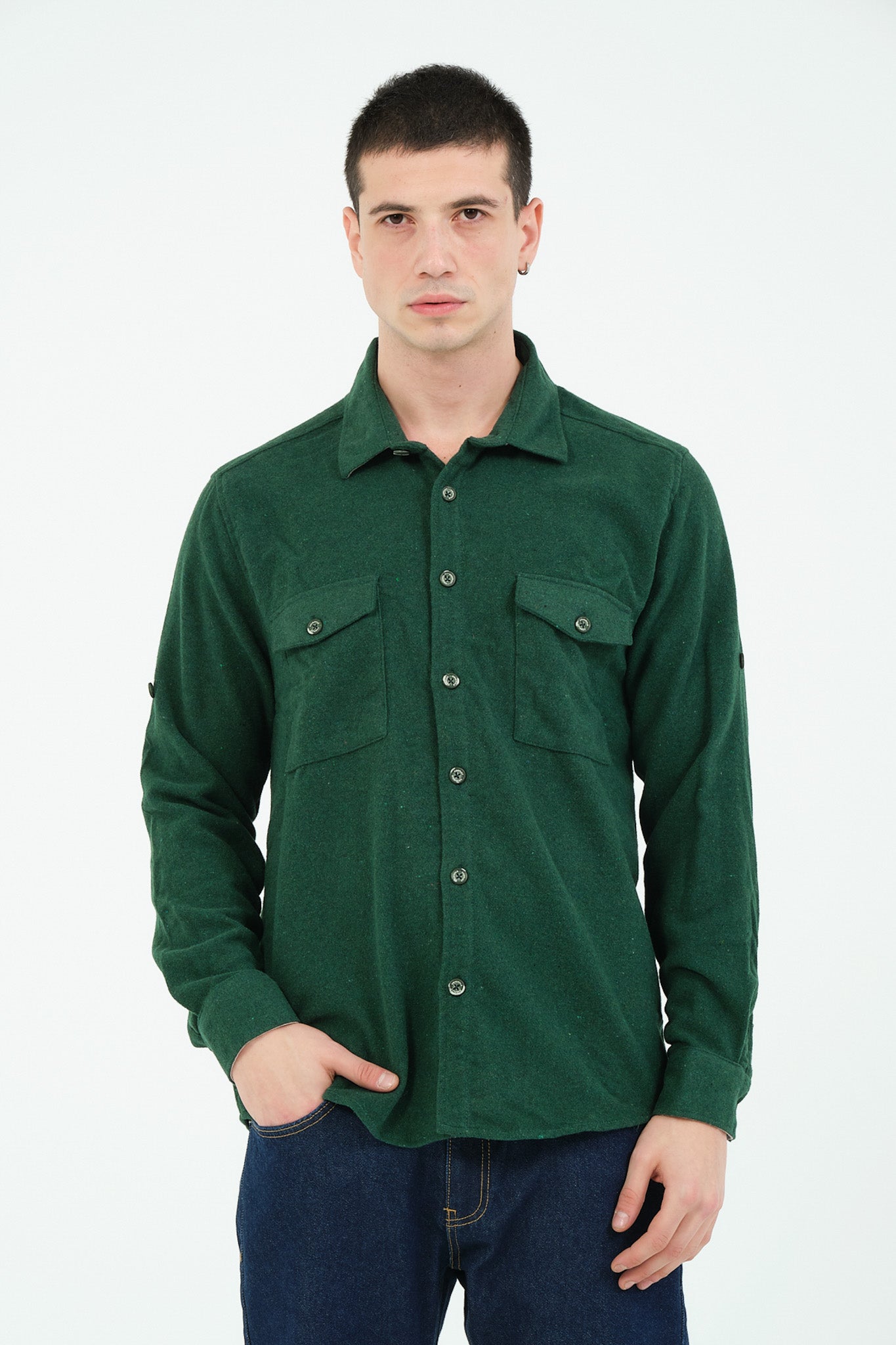 Düz Renk Flanel Oduncu Gömlek – %100 Pamuk, Regular Fit, Overshirt Kullanıma Uygun