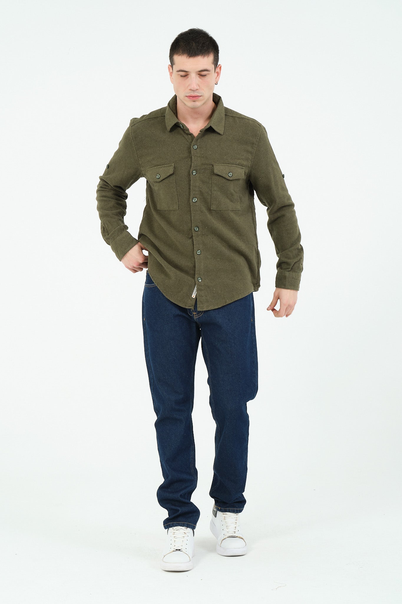 Düz Renk Flanel Oduncu Gömlek – %100 Pamuk, Regular Fit, Overshirt Kullanıma Uygun