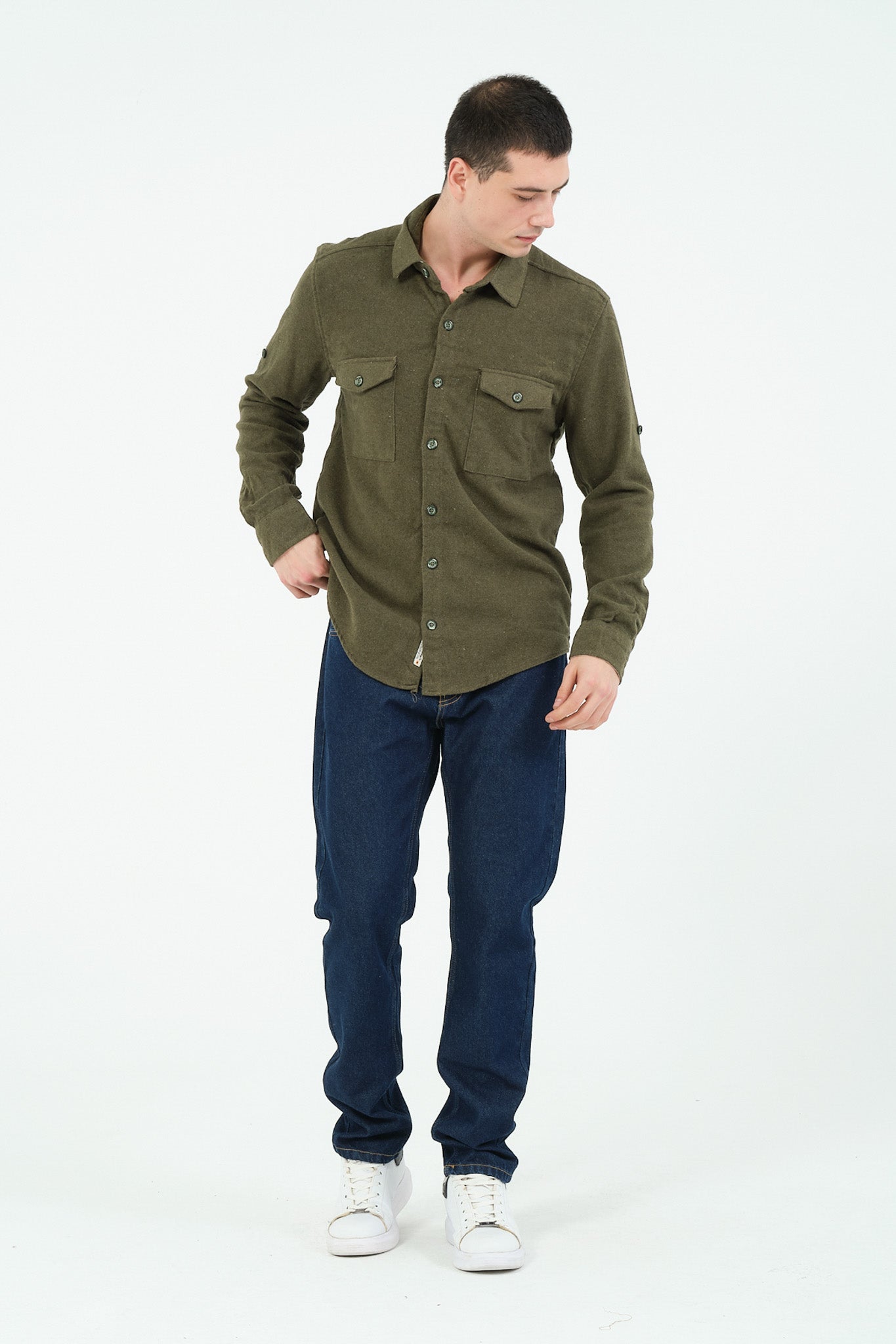 Düz Renk Flanel Oduncu Gömlek – %100 Pamuk, Regular Fit, Overshirt Kullanıma Uygun