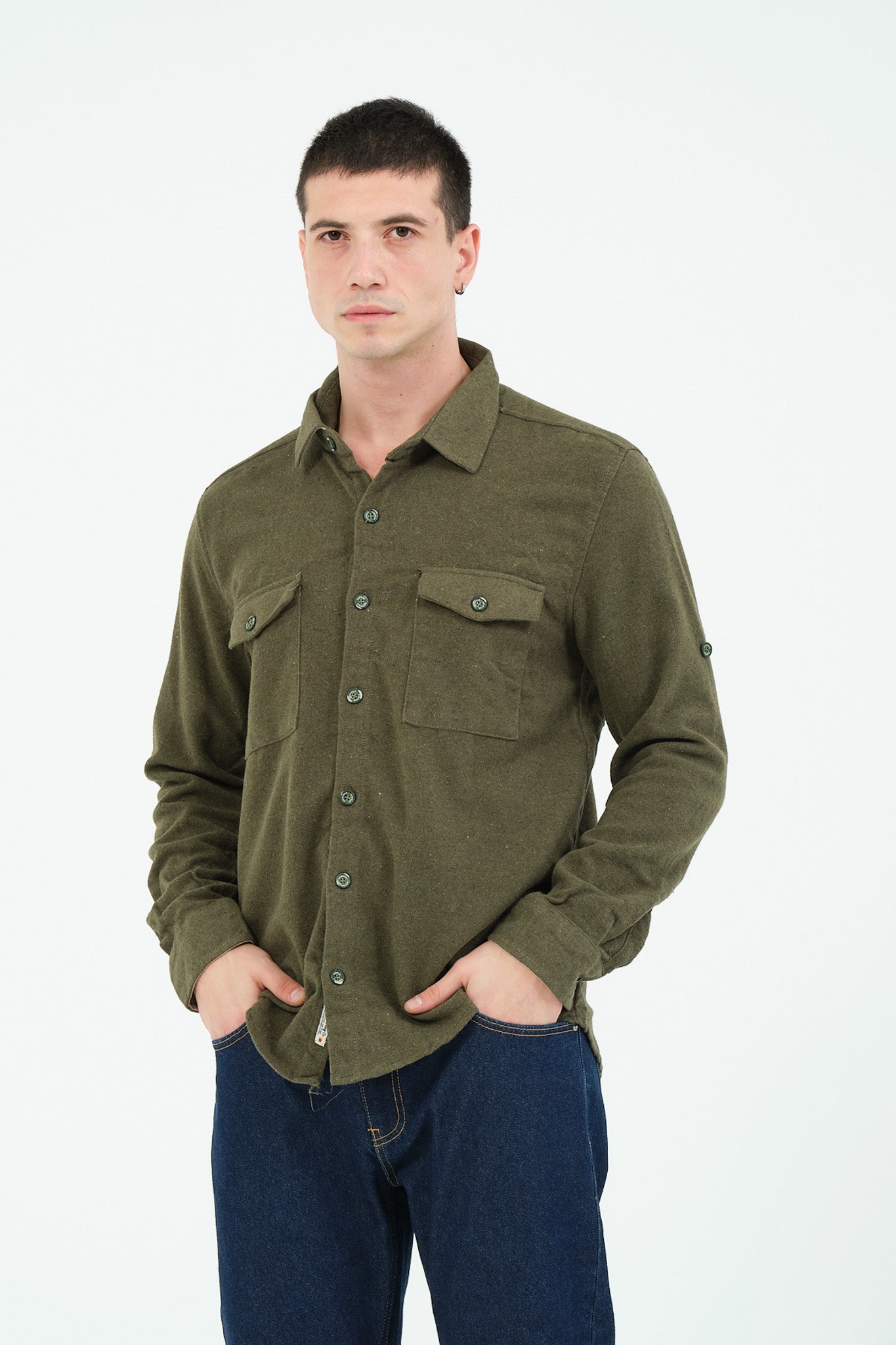Düz Renk Flanel Oduncu Gömlek – %100 Pamuk, Regular Fit, Overshirt Kullanıma Uygun