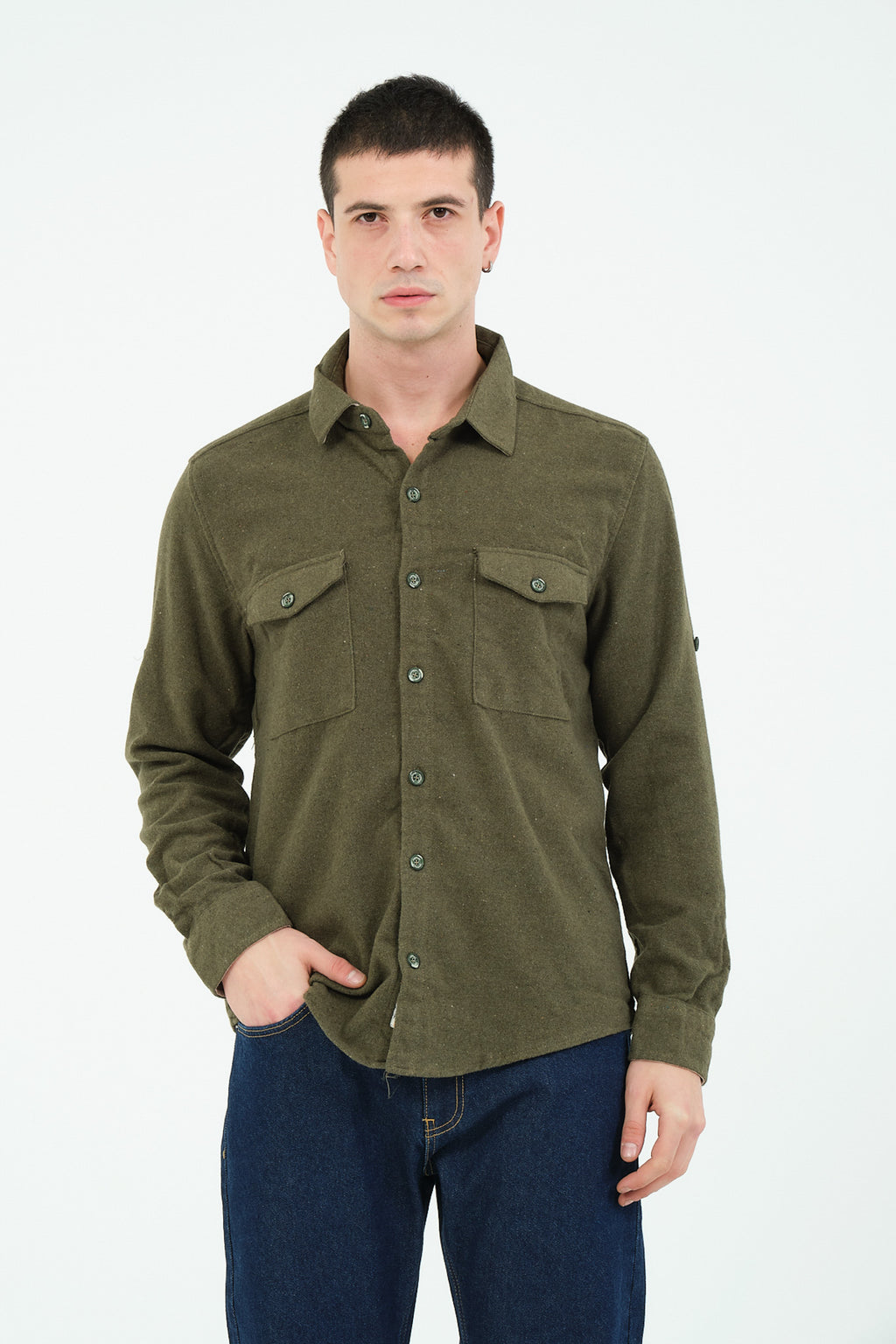 Düz Renk Flanel Oduncu Gömlek – %100 Pamuk, Regular Fit, Overshirt Kullanıma Uygun