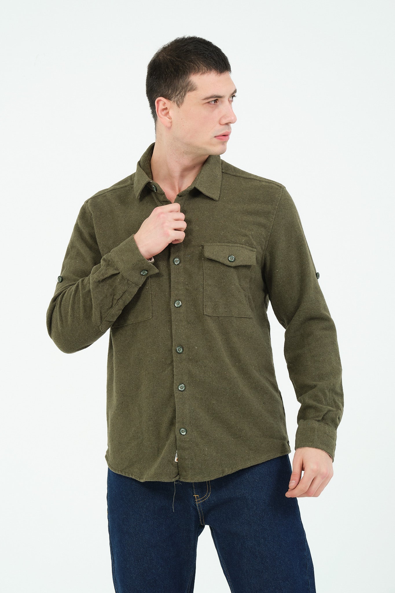 Düz Renk Flanel Oduncu Gömlek – %100 Pamuk, Regular Fit, Overshirt Kullanıma Uygun