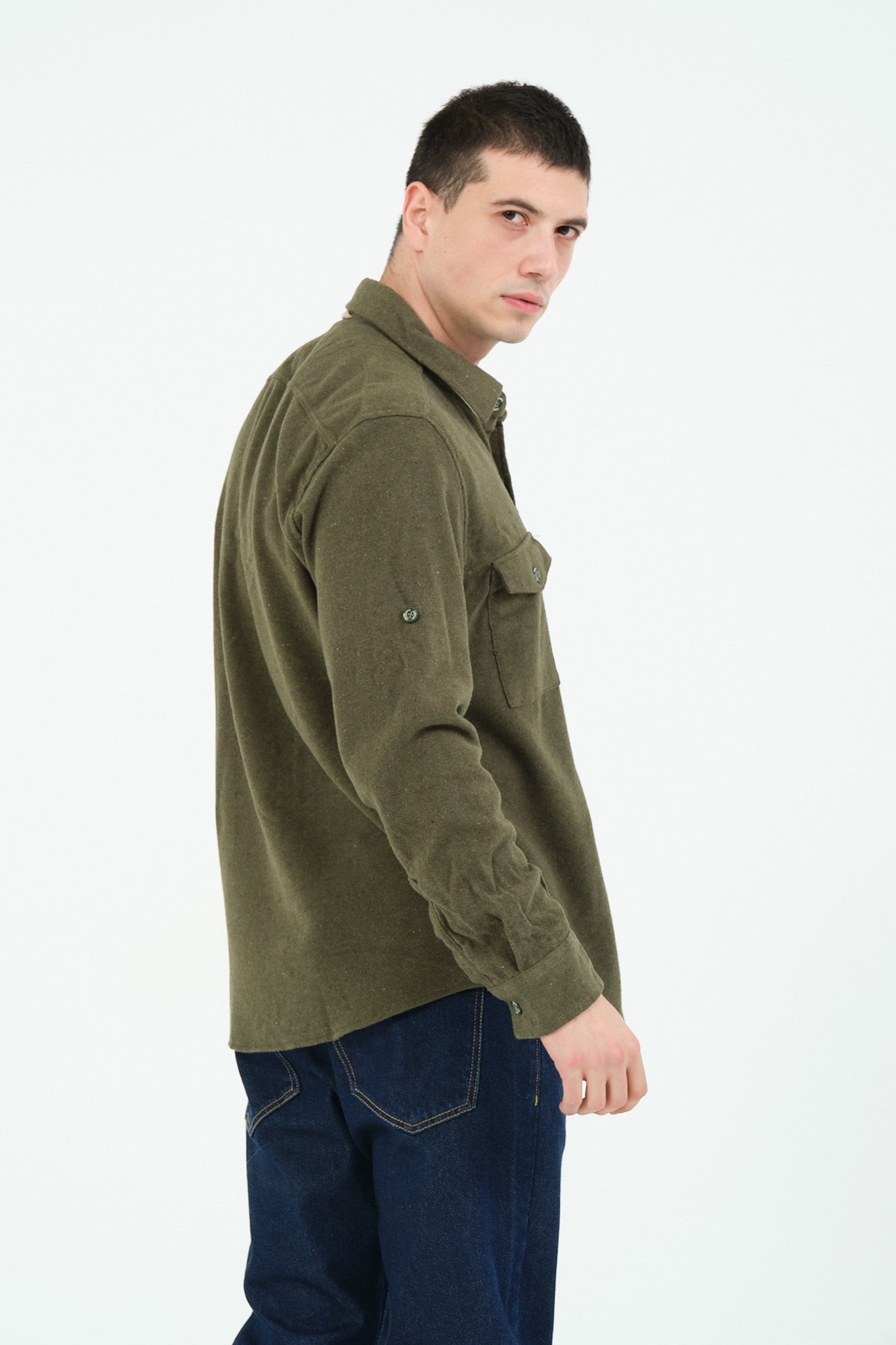 Düz Renk Flanel Oduncu Gömlek – %100 Pamuk, Regular Fit, Overshirt Kullanıma Uygun