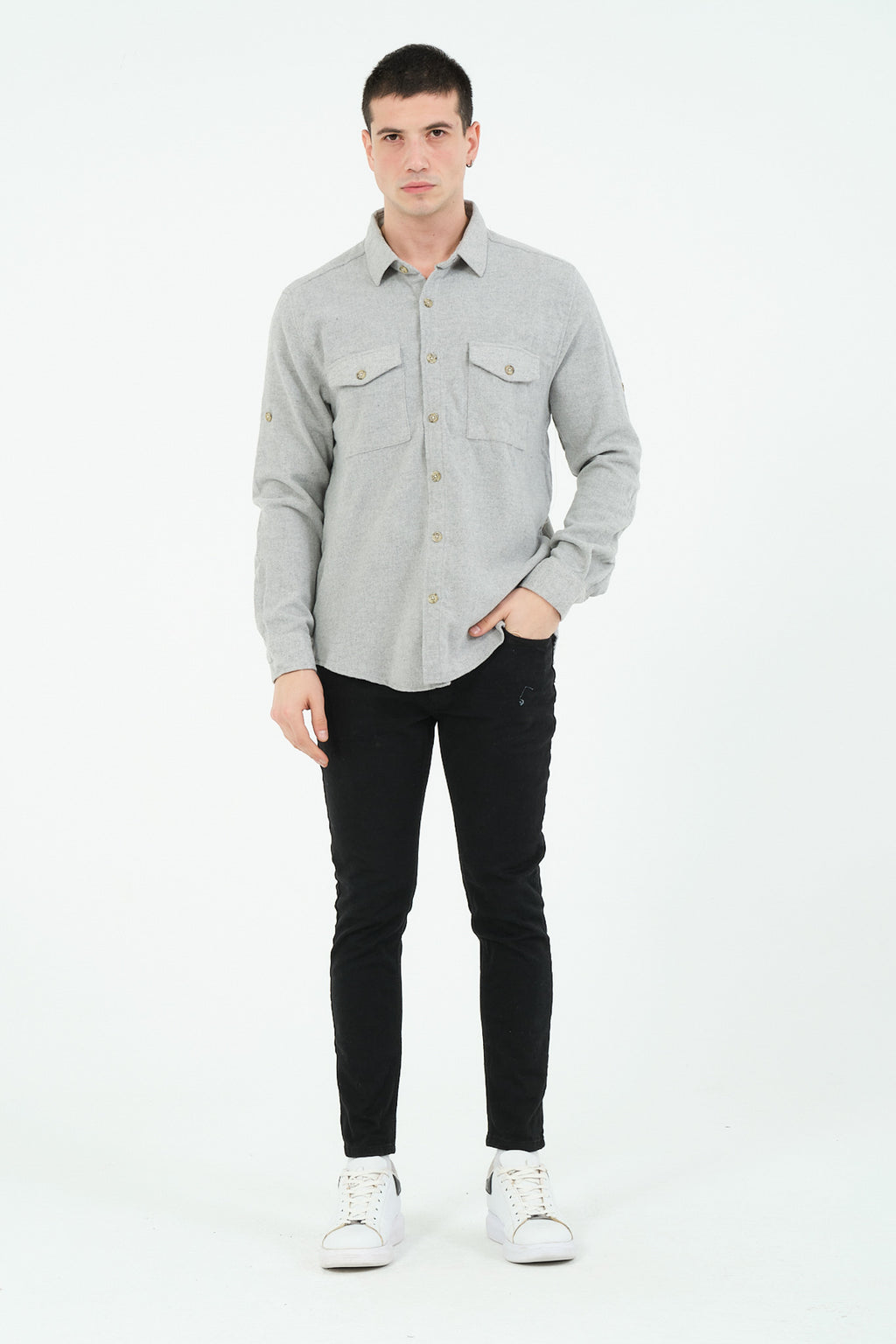 Düz Renk Flanel Oduncu Gömlek – %100 Pamuk, Regular Fit, Overshirt Kullanıma Uygun