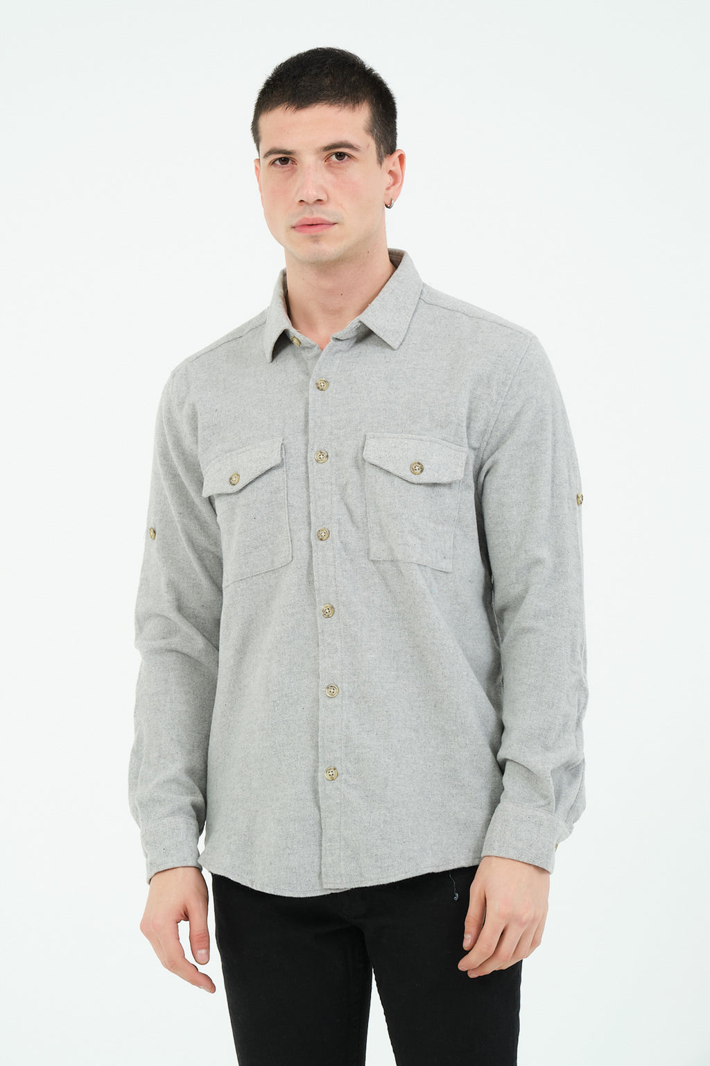 Düz Renk Flanel Oduncu Gömlek – %100 Pamuk, Regular Fit, Overshirt Kullanıma Uygun