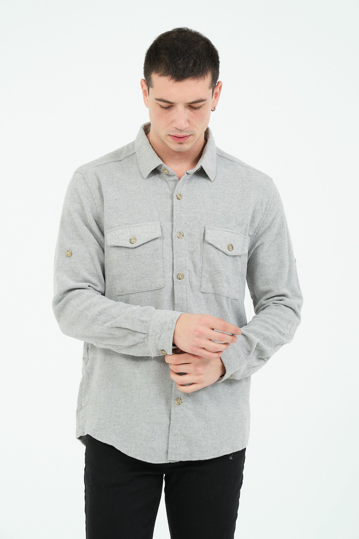 Düz Renk Flanel Oduncu Gömlek – %100 Pamuk, Regular Fit, Overshirt Kullanıma Uygun