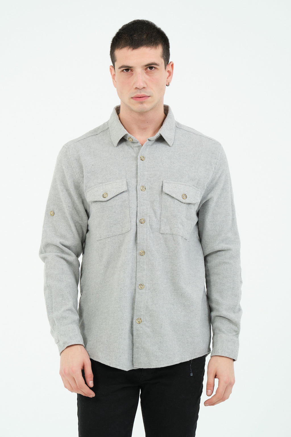 Düz Renk Flanel Oduncu Gömlek – %100 Pamuk, Regular Fit, Overshirt Kullanıma Uygun