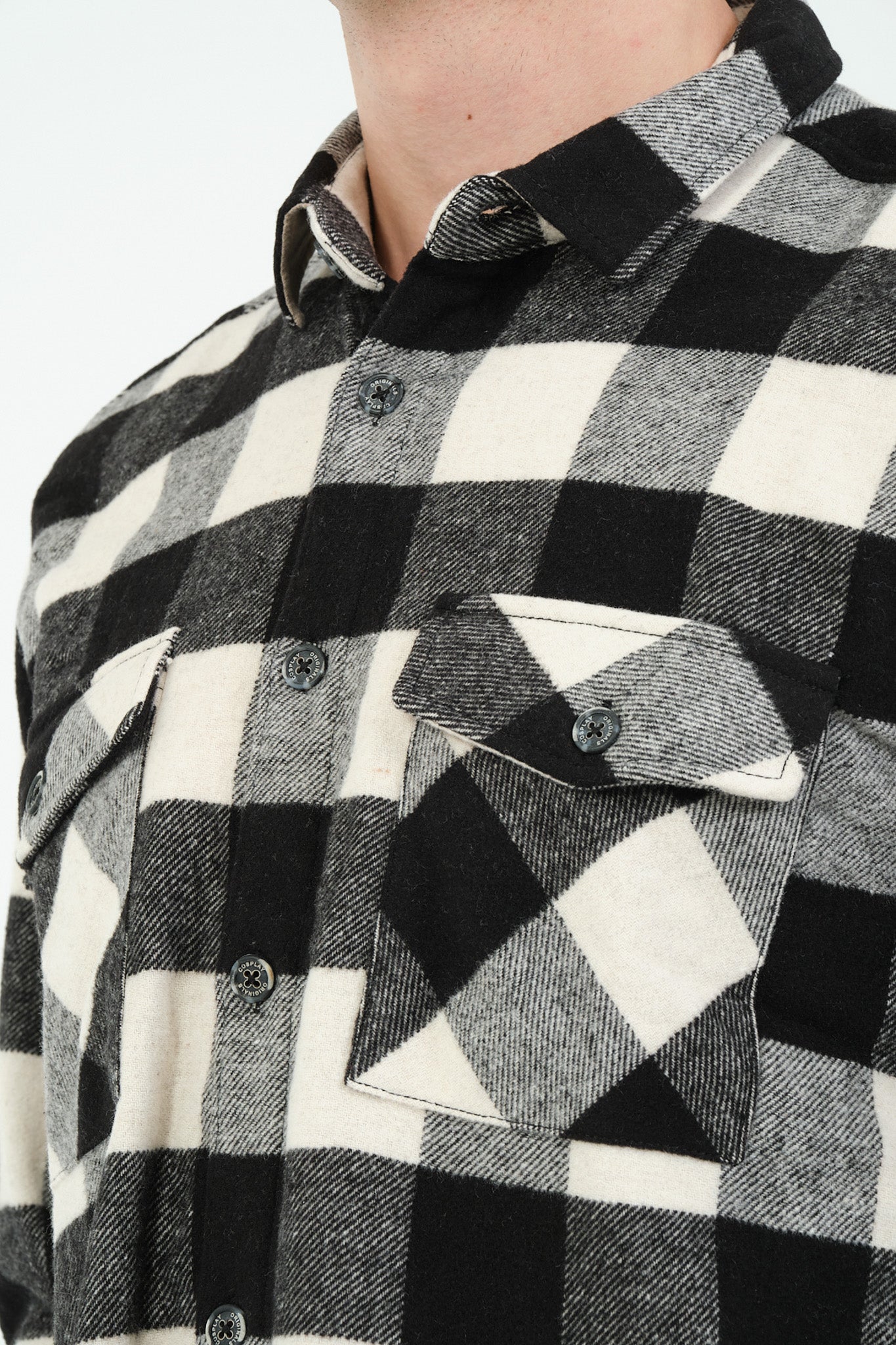 Cosplay Erkek Rahat Kesim Ekose Oduncu Flanel Gömlek - Kalın %100 Pamuk Çift Cep Kışlık