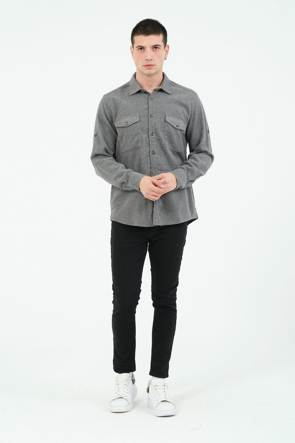 Düz Renk Flanel Oduncu Gömlek – %100 Pamuk, Regular Fit, Overshirt Kullanıma Uygun