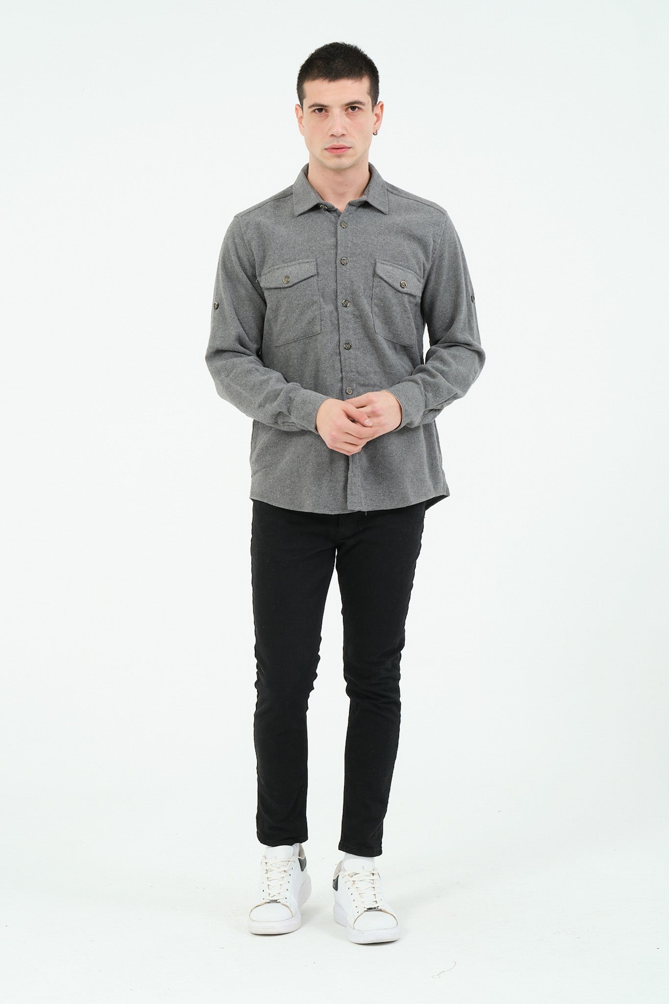 Düz Renk Flanel Oduncu Gömlek – %100 Pamuk, Regular Fit, Overshirt Kullanıma Uygun