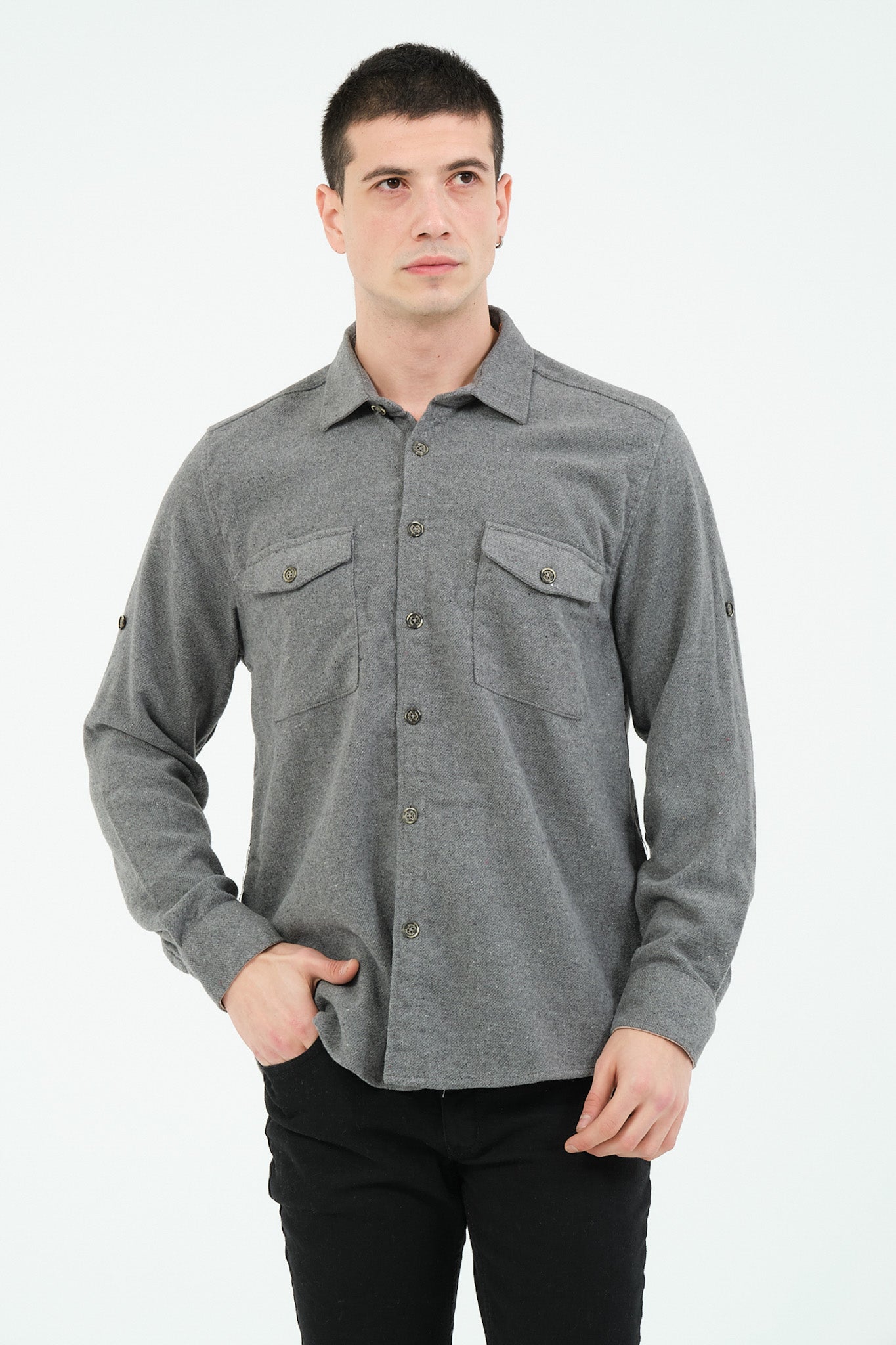 Düz Renk Flanel Oduncu Gömlek – %100 Pamuk, Regular Fit, Overshirt Kullanıma Uygun