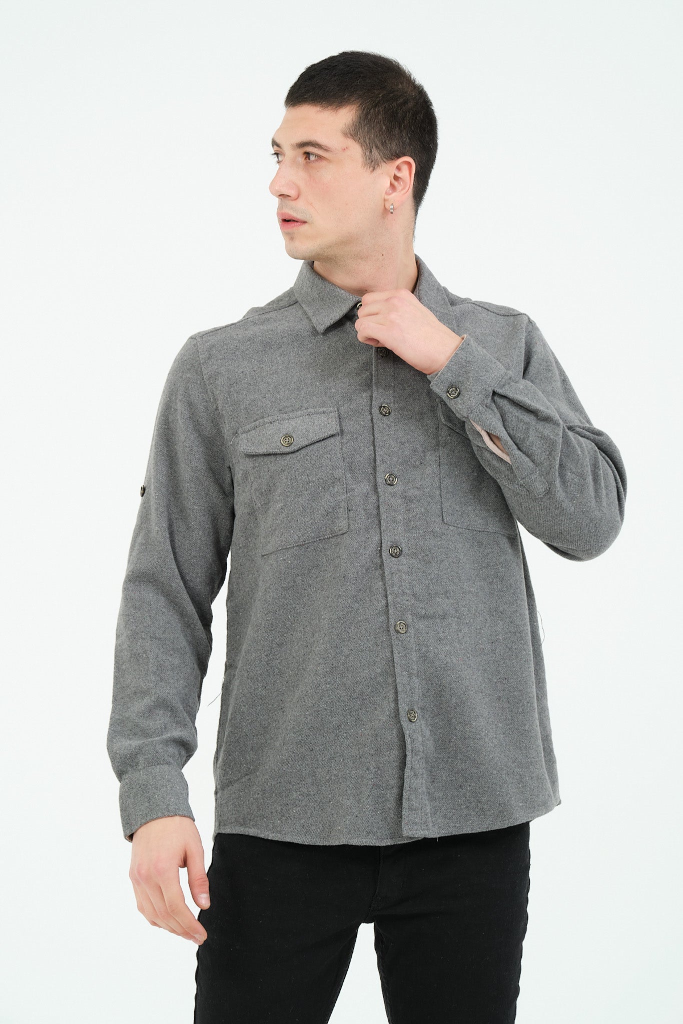 Düz Renk Flanel Oduncu Gömlek – %100 Pamuk, Regular Fit, Overshirt Kullanıma Uygun