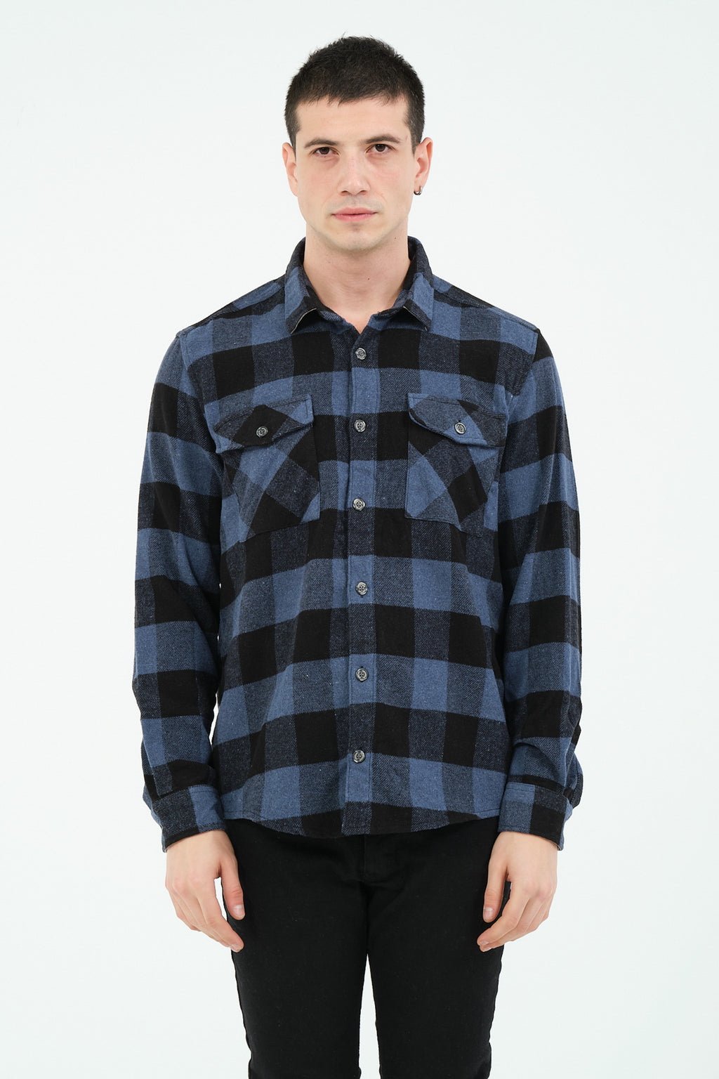 Cosplay Erkek Rahat Kesim Ekose Oduncu Flanel Gömlek - Kalın %100 Pamuk Çift Cep Kışlık