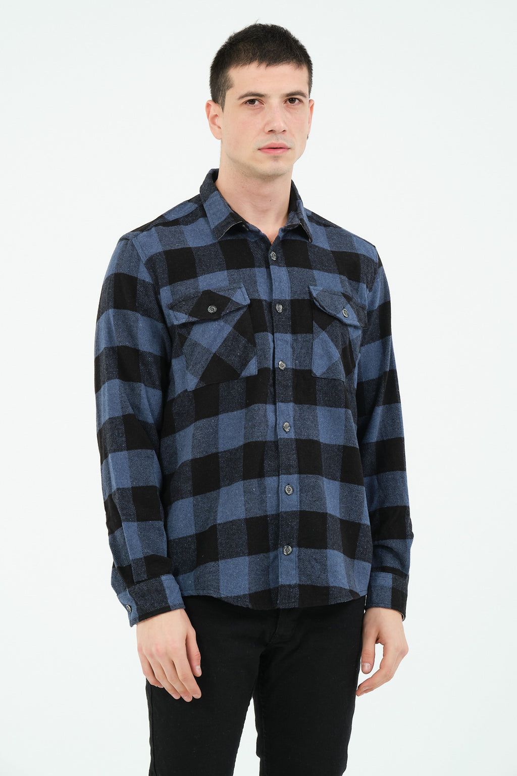 Cosplay Erkek Rahat Kesim Ekose Oduncu Flanel Gömlek - Kalın %100 Pamuk Çift Cep Kışlık