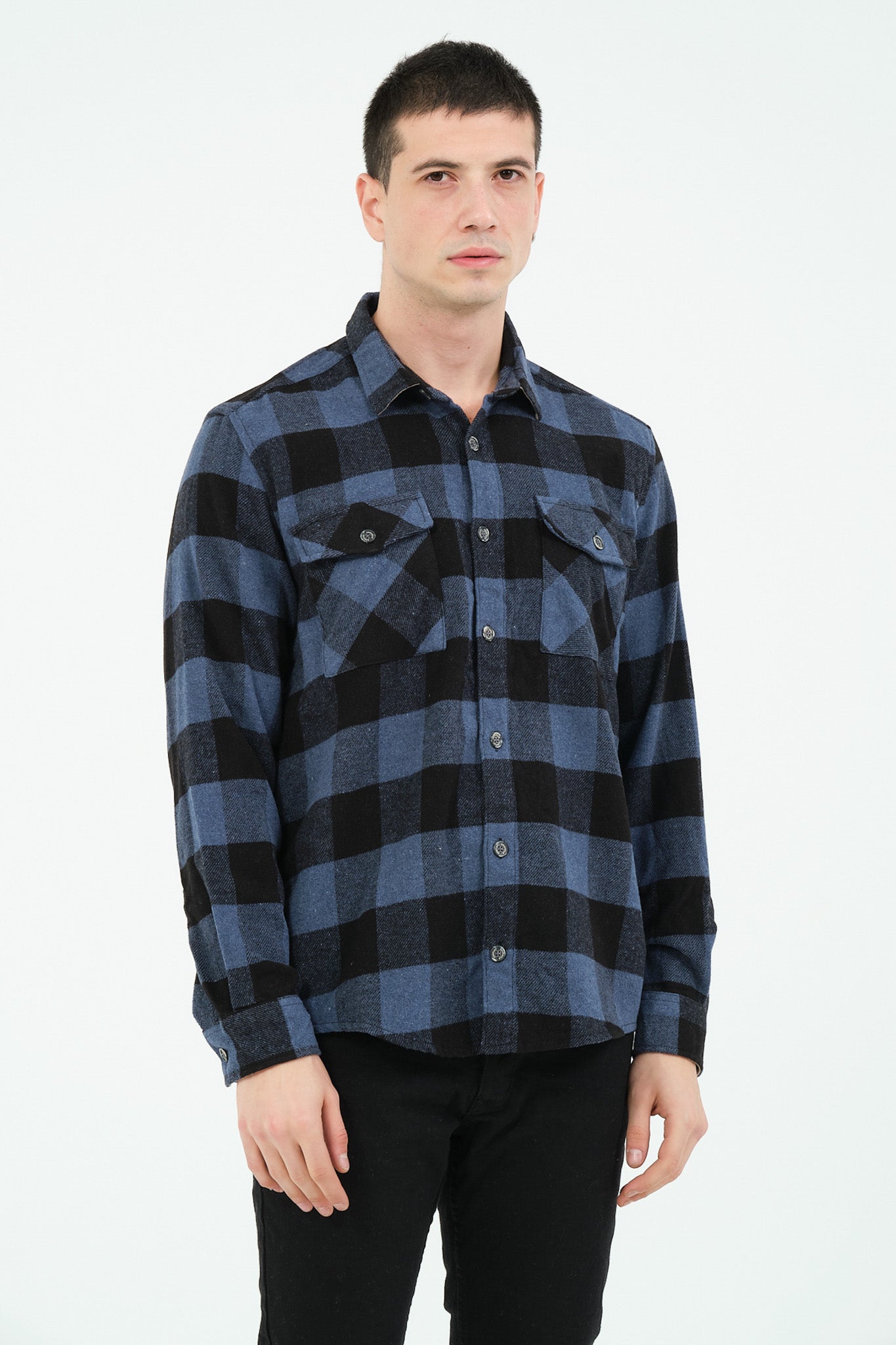 Cosplay Erkek Rahat Kesim Ekose Oduncu Flanel Gömlek - Kalın %100 Pamuk Çift Cep Kışlık