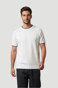 Cosplay Erkek Reglan Kısa Kol Biye Detaylı Triko T-Shirt Bisiklet Yaka