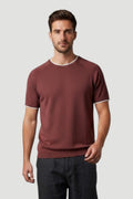 Cosplay Erkek Reglan Kısa Kol Biye Detaylı Triko T-Shirt Bisiklet Yaka