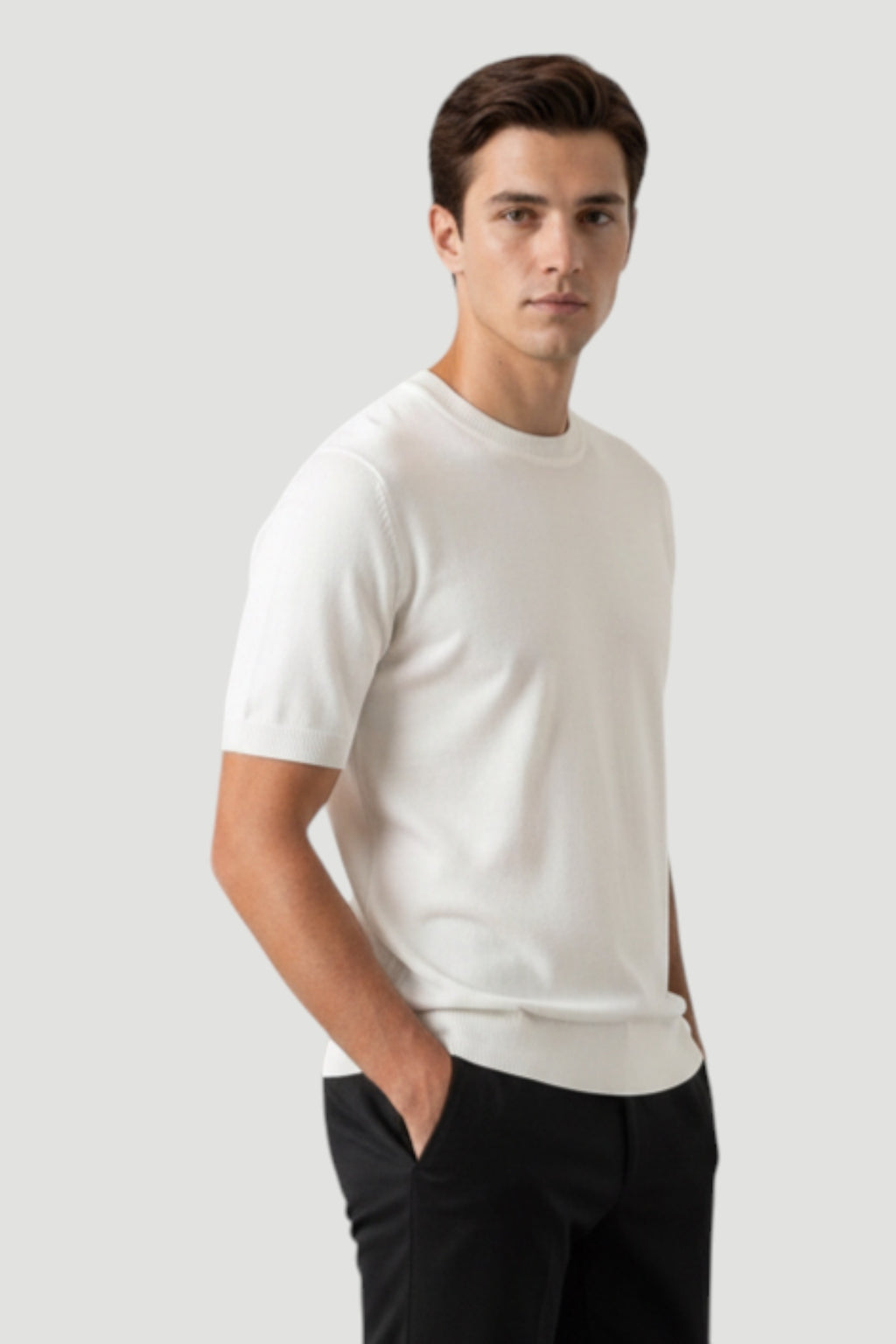 Cosplay Basic Bisiklet Yaka Viskon Karışımlı Erkek Kısa Kol Triko T-shirt