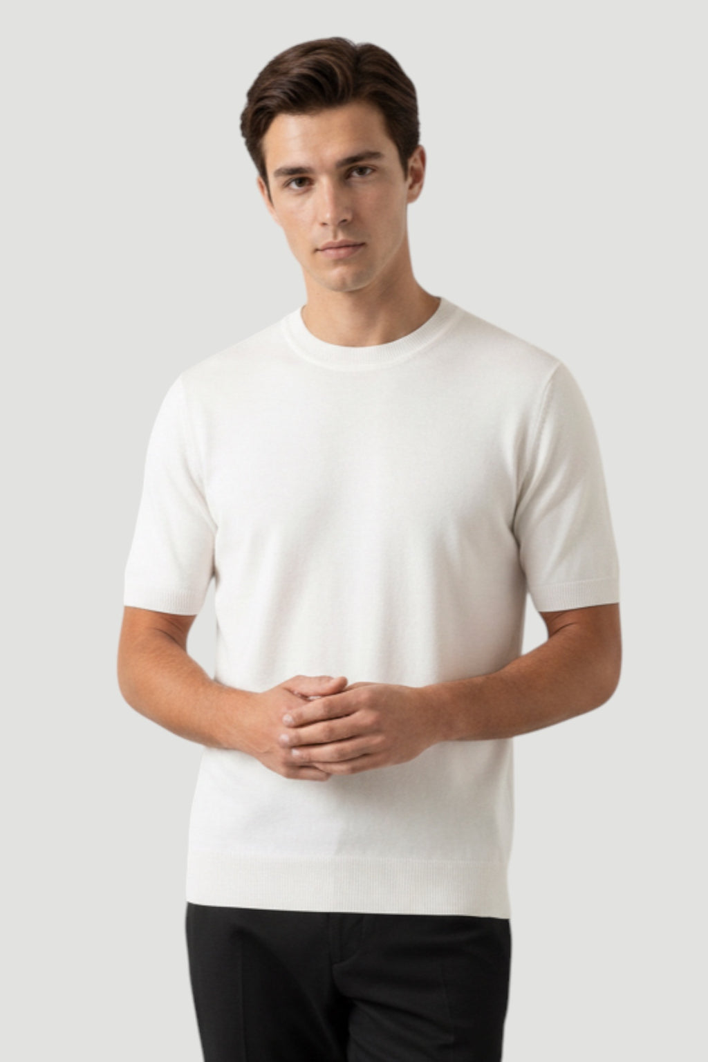 Cosplay Basic Bisiklet Yaka Viskon Karışımlı Erkek Kısa Kol Triko T-shirt