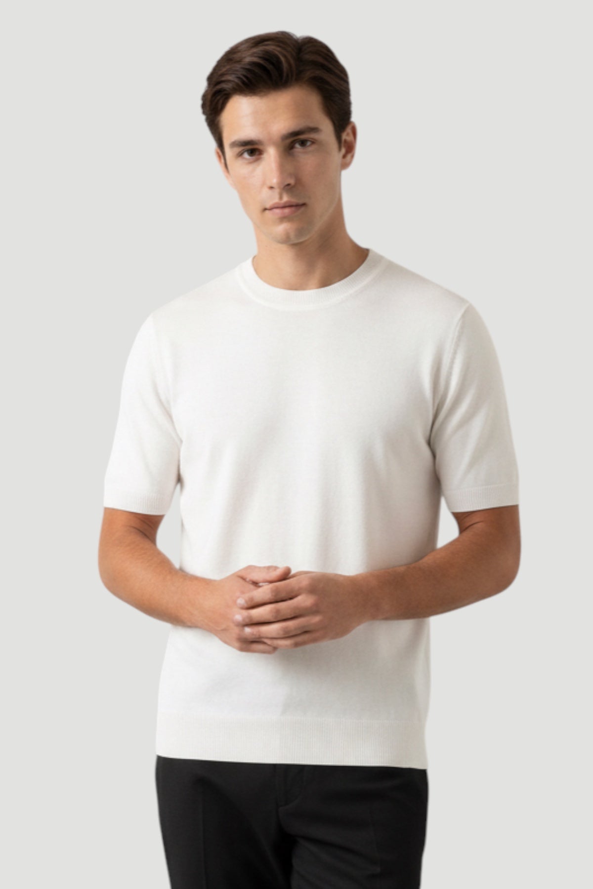Cosplay Basic Bisiklet Yaka Viskon Karışımlı Erkek Kısa Kol Triko T-shirt