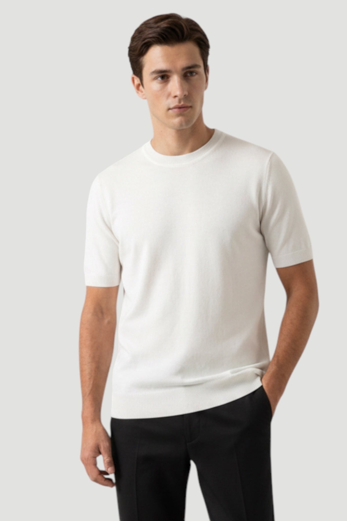 Cosplay Basic Bisiklet Yaka Viskon Karışımlı Erkek Kısa Kol Triko T-shirt