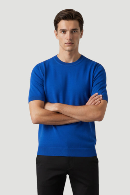 Cosplay Basic Bisiklet Yaka Viskon Karışımlı Erkek Kısa Kol Triko T-shirt