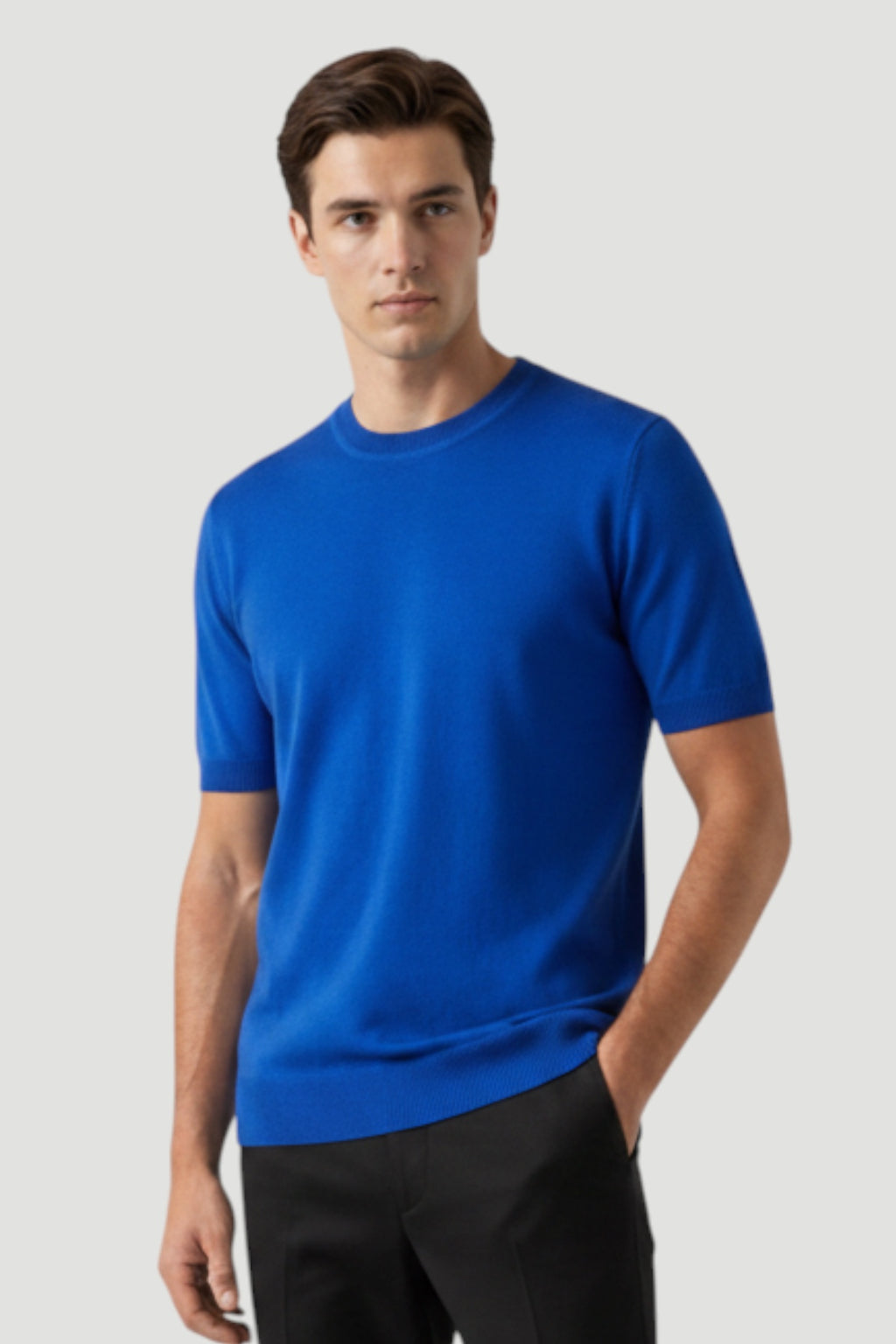 Cosplay Basic Bisiklet Yaka Viskon Karışımlı Erkek Kısa Kol Triko T-shirt