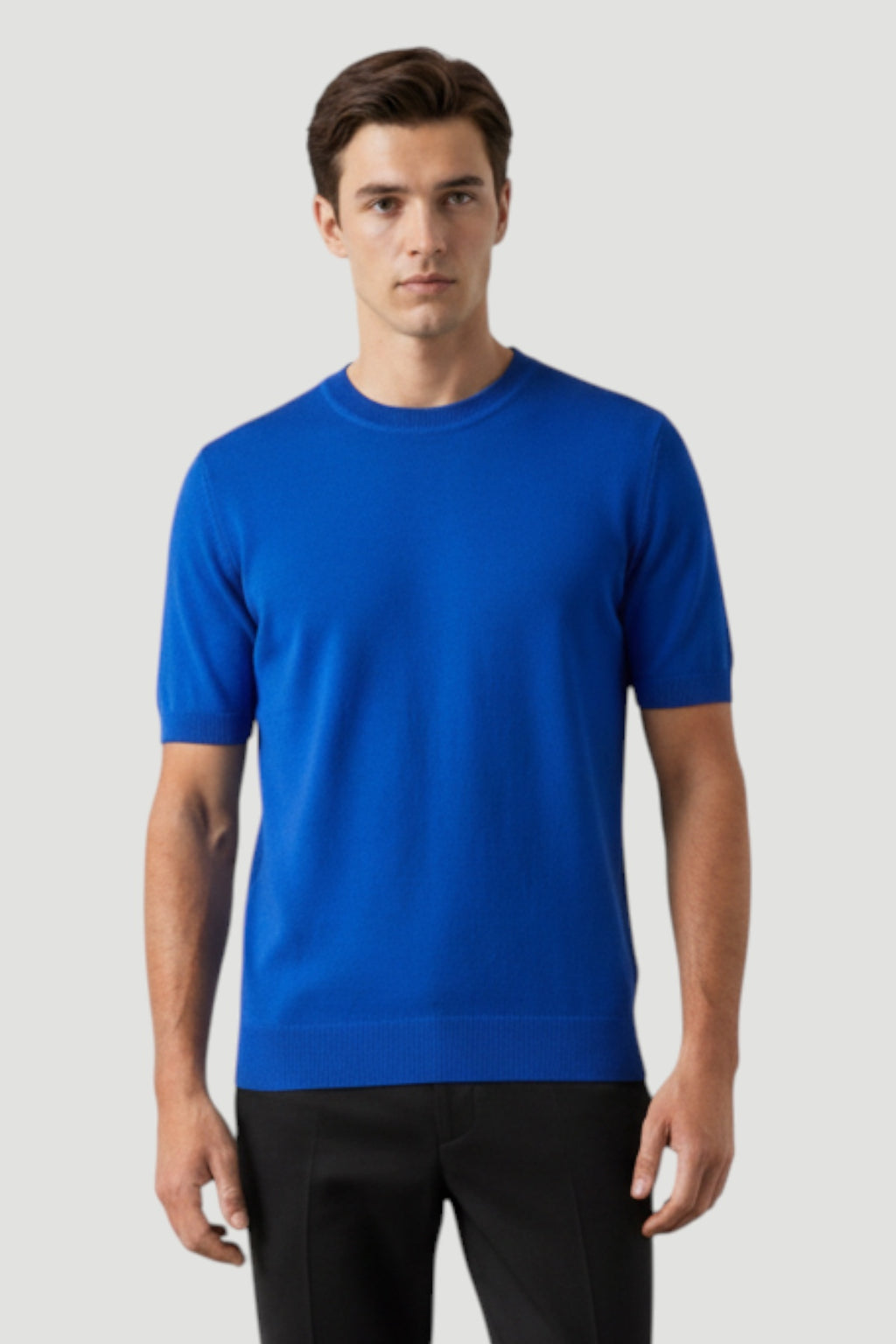Cosplay Basic Bisiklet Yaka Viskon Karışımlı Erkek Kısa Kol Triko T-shirt