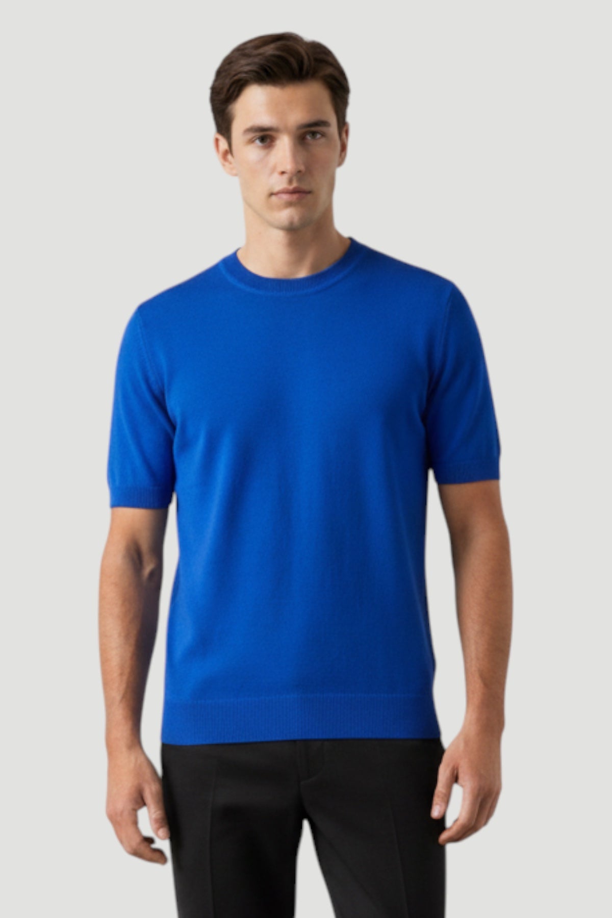 Cosplay Basic Bisiklet Yaka Viskon Karışımlı Erkek Kısa Kol Triko T-shirt