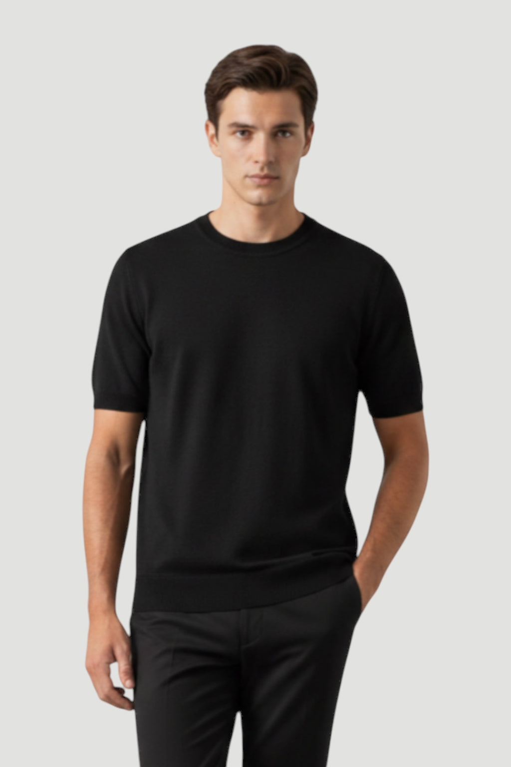 Cosplay Basic Bisiklet Yaka Viskon Karışımlı Erkek Kısa Kol Triko T-shirt