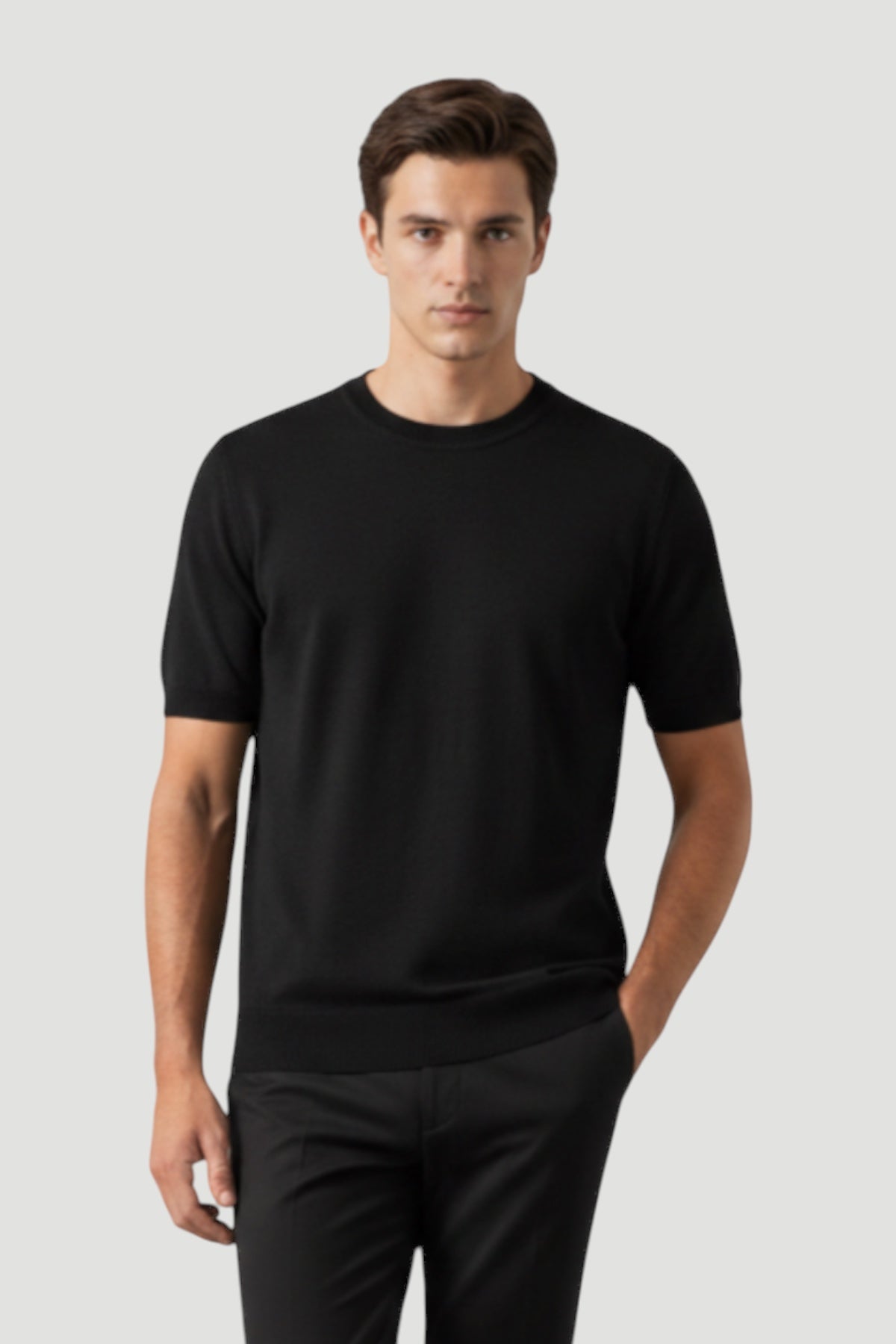 Cosplay Basic Bisiklet Yaka Viskon Karışımlı Erkek Kısa Kol Triko T-shirt