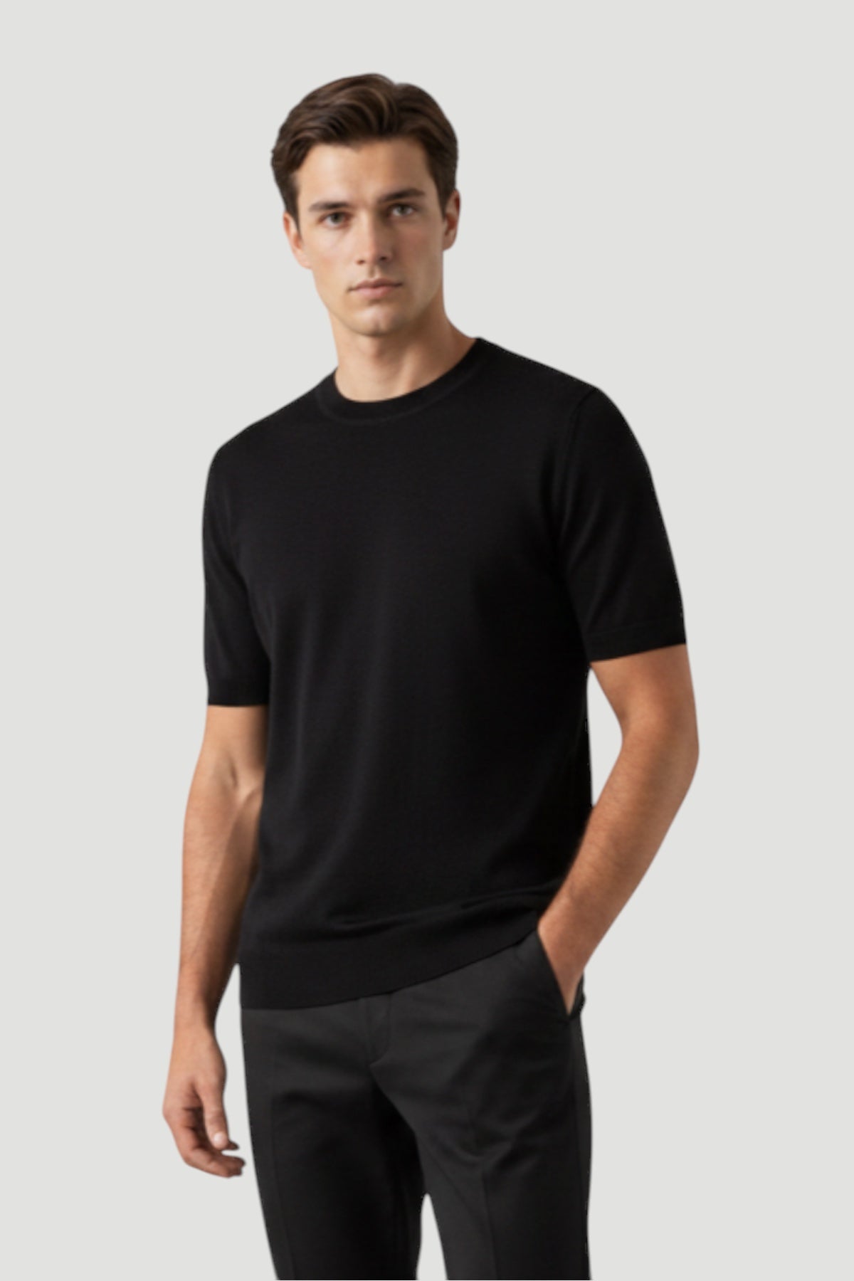 Cosplay Basic Bisiklet Yaka Viskon Karışımlı Erkek Kısa Kol Triko T-shirt