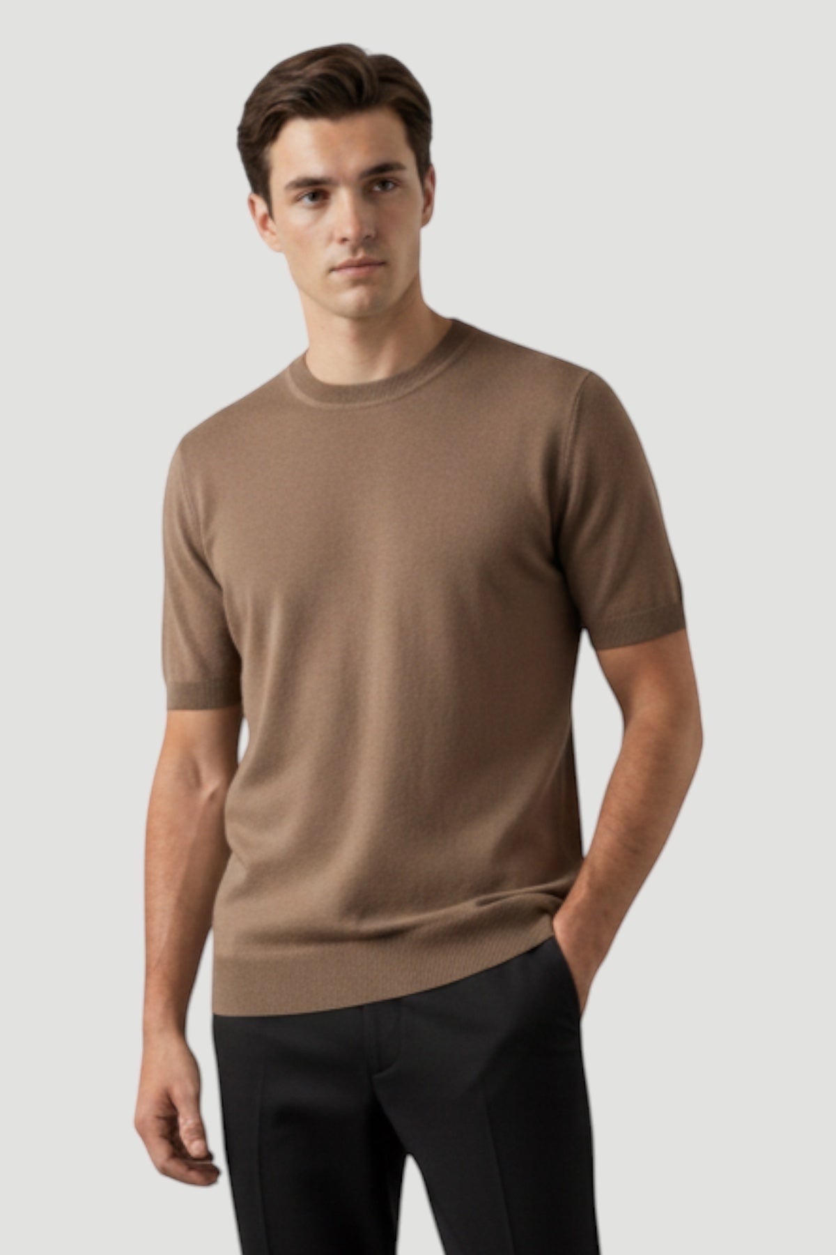 Cosplay Basic Bisiklet Yaka Viskon Karışımlı Erkek Kısa Kol Triko T-shirt