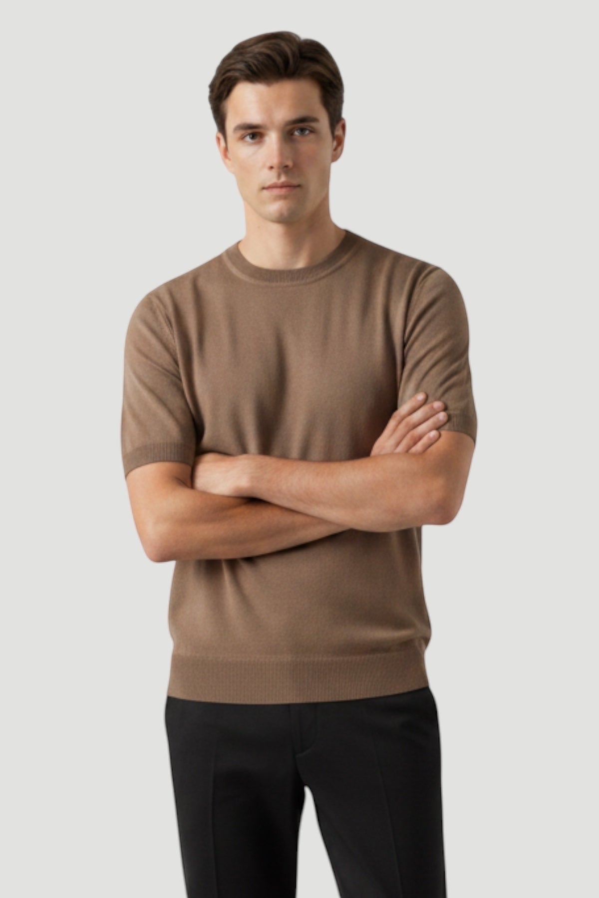 Cosplay Basic Bisiklet Yaka Viskon Karışımlı Erkek Kısa Kol Triko T-shirt