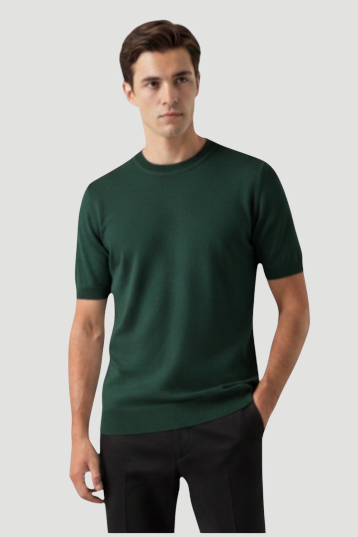 Cosplay Basic Bisiklet Yaka Viskon Karışımlı Erkek Kısa Kol Triko T-shirt
