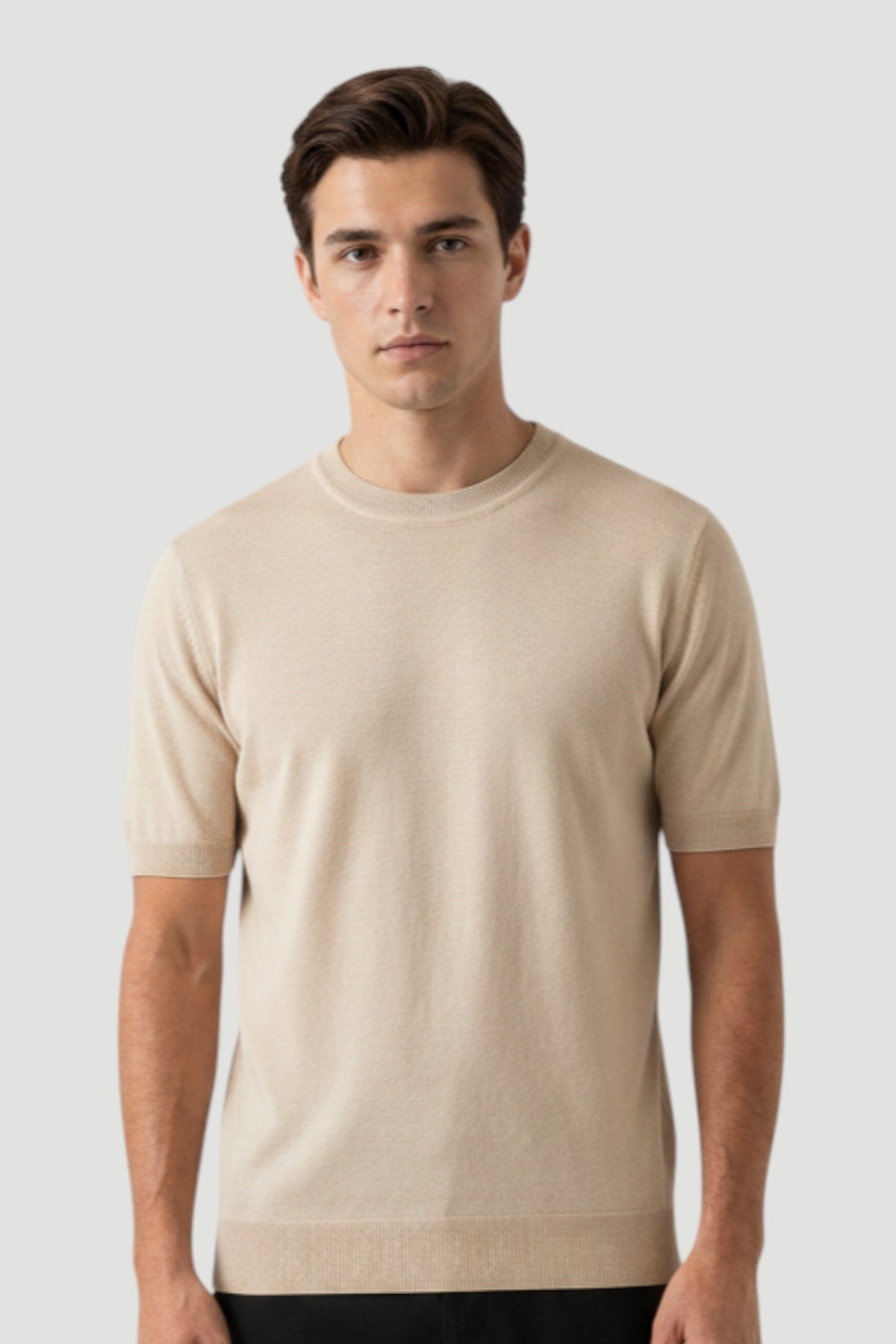 Cosplay Basic Bisiklet Yaka Viskon Karışımlı Erkek Kısa Kol Triko T-shirt