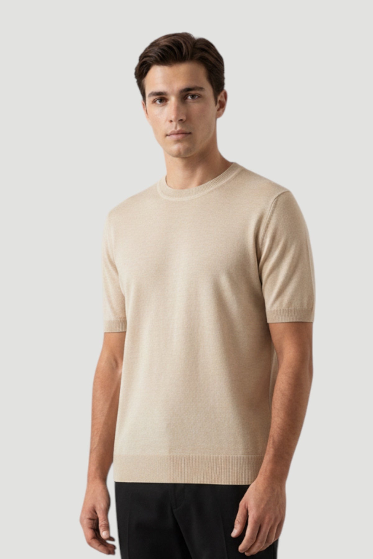 Cosplay Basic Bisiklet Yaka Viskon Karışımlı Erkek Kısa Kol Triko T-shirt