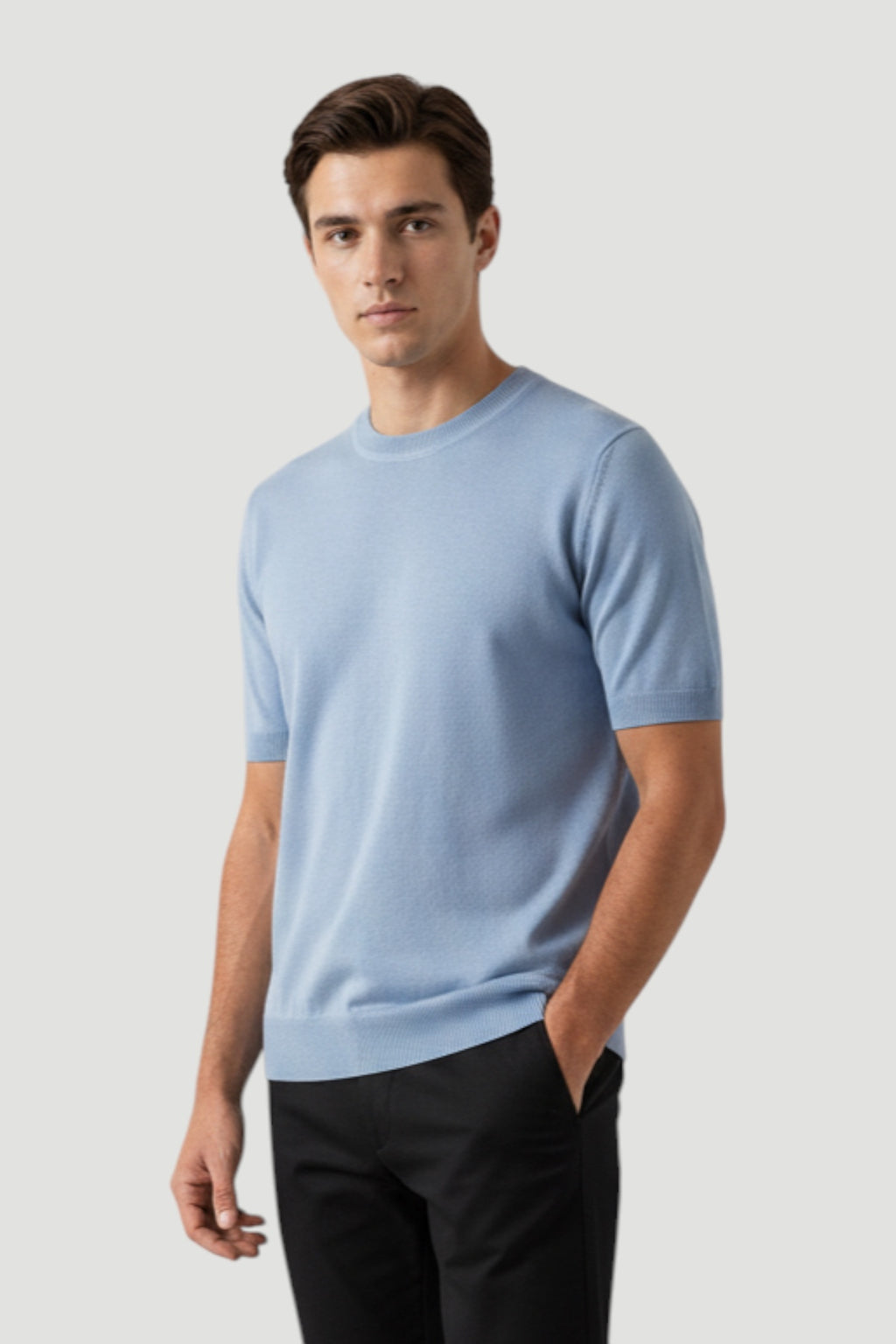 Cosplay Basic Bisiklet Yaka Viskon Karışımlı Erkek Kısa Kol Triko T-shirt
