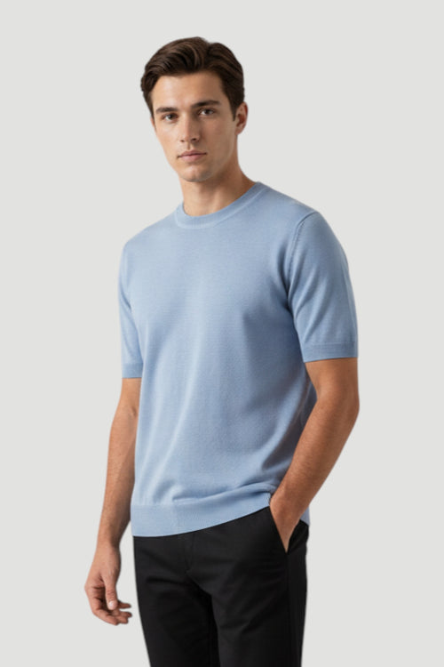 Cosplay Basic Bisiklet Yaka Viskon Karışımlı Erkek Kısa Kol Triko T-shirt