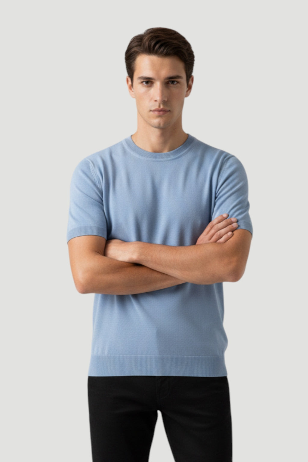 Cosplay Basic Bisiklet Yaka Viskon Karışımlı Erkek Kısa Kol Triko T-shirt