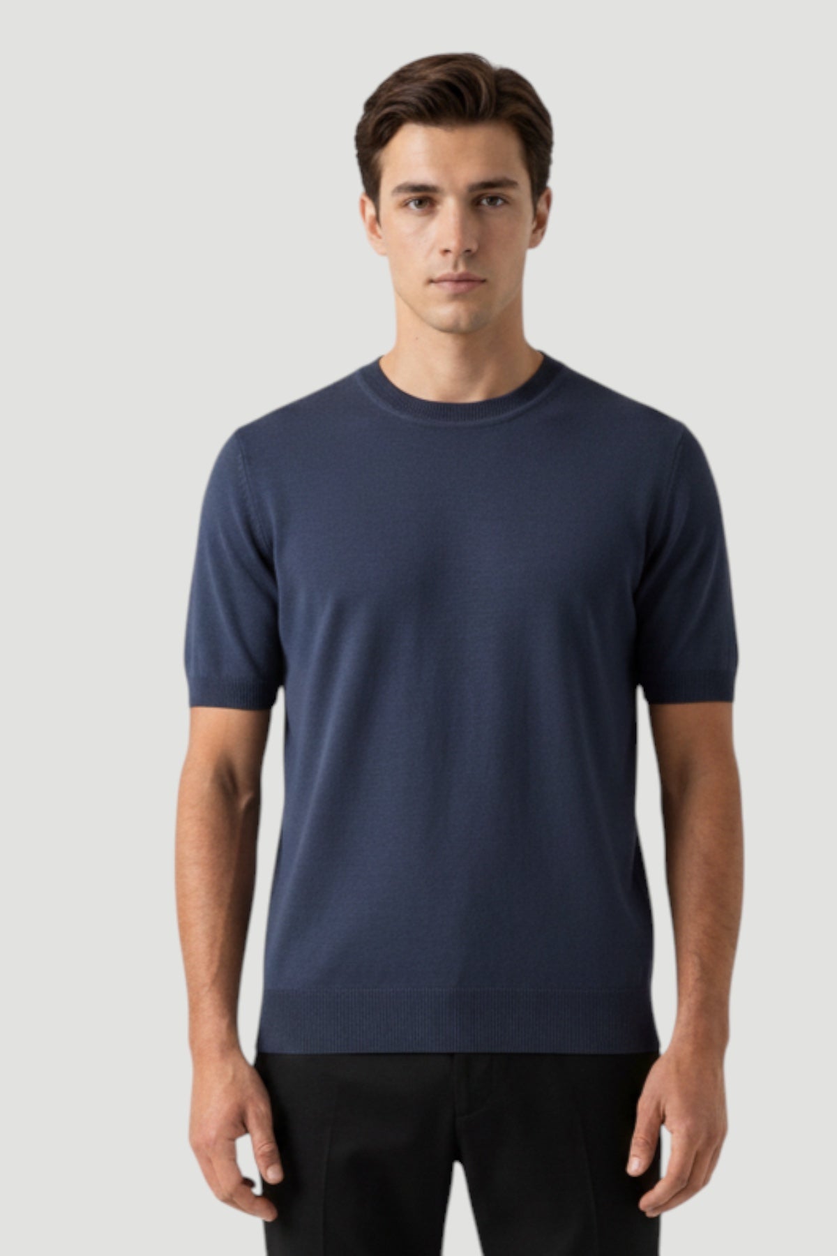 Cosplay Basic Bisiklet Yaka Viskon Karışımlı Erkek Kısa Kol Triko T-shirt
