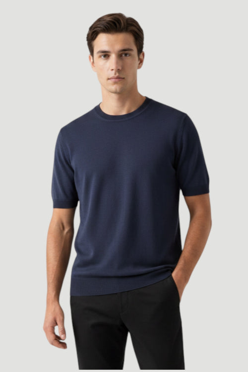 Cosplay Basic Bisiklet Yaka Viskon Karışımlı Erkek Kısa Kol Triko T-shirt