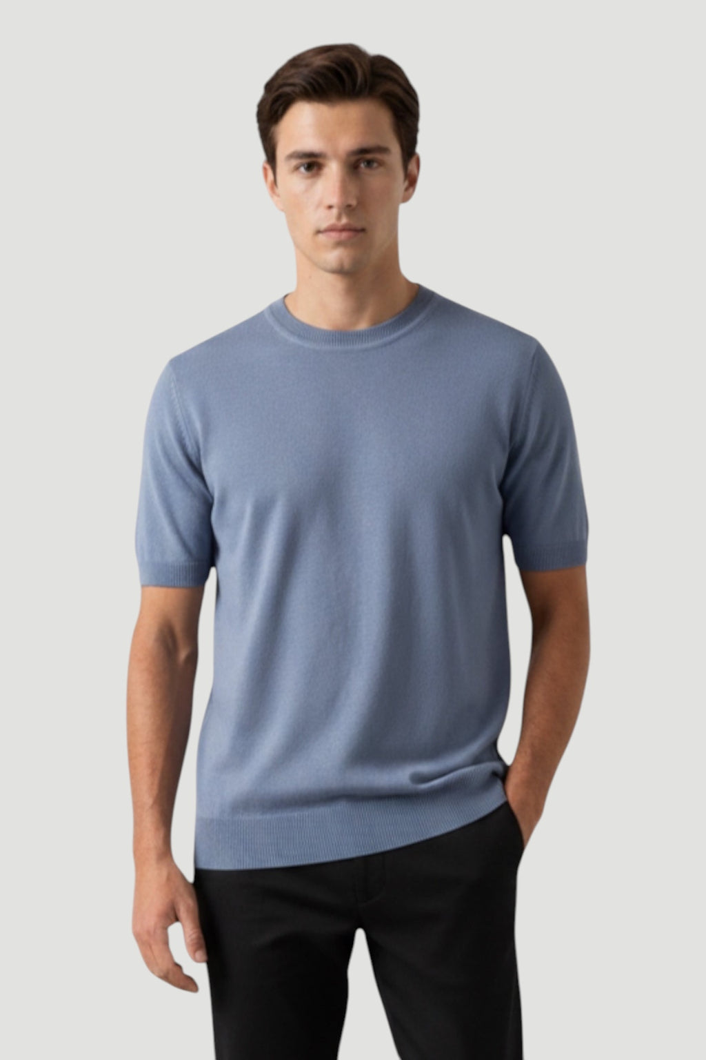 Cosplay Basic Bisiklet Yaka Viskon Karışımlı Erkek Kısa Kol Triko T-shirt
