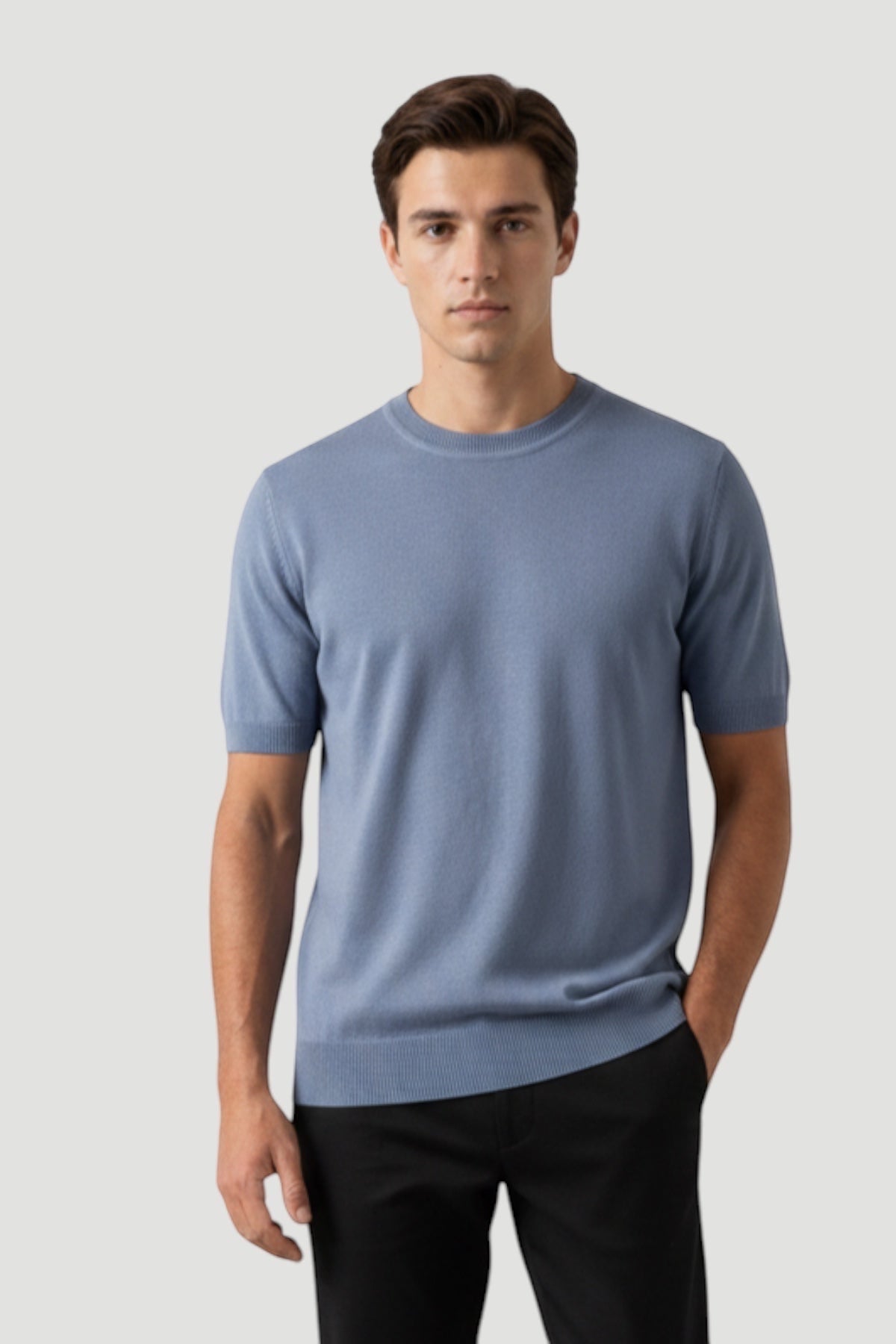 Cosplay Basic Bisiklet Yaka Viskon Karışımlı Erkek Kısa Kol Triko T-shirt
