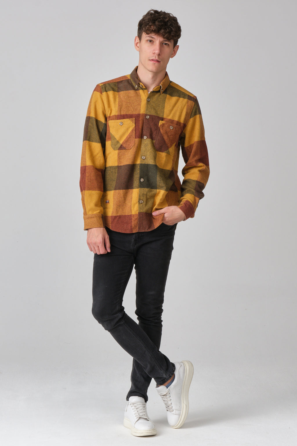 Cosplay Erkek Kalın Gömlek Yaka Kareli Flanel Oduncu Kışlık Cepsiz Gömlek Overshirt