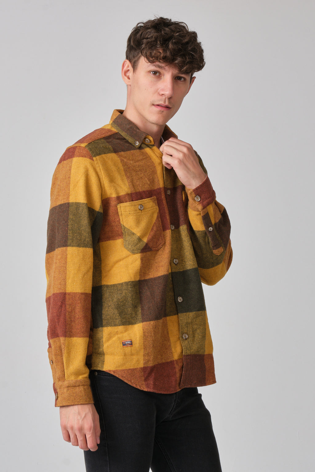 Cosplay Erkek Kalın Gömlek Yaka Kareli Flanel Oduncu Kışlık Cepsiz Gömlek Overshirt