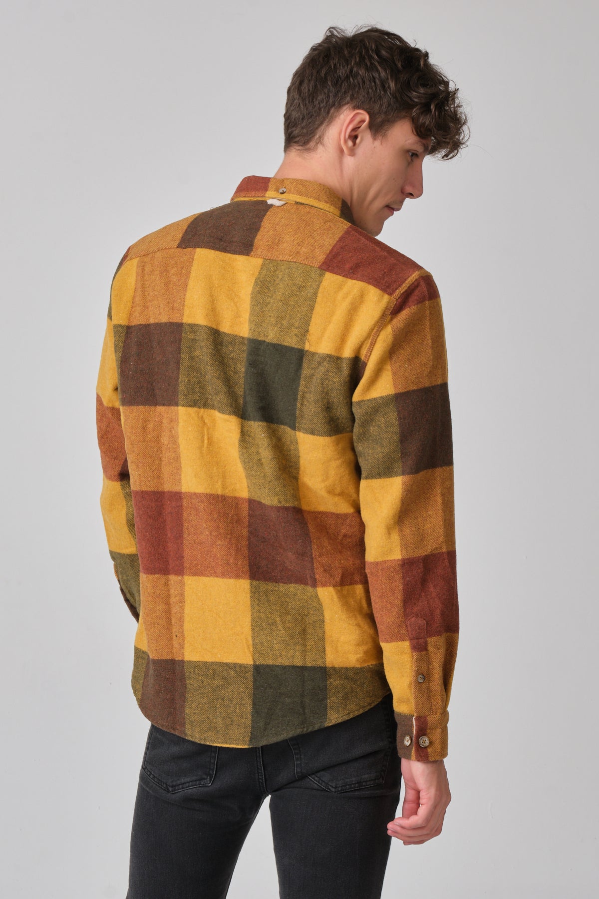 Cosplay Erkek Kalın Gömlek Yaka Kareli Flanel Oduncu Kışlık Cepsiz Gömlek Overshirt