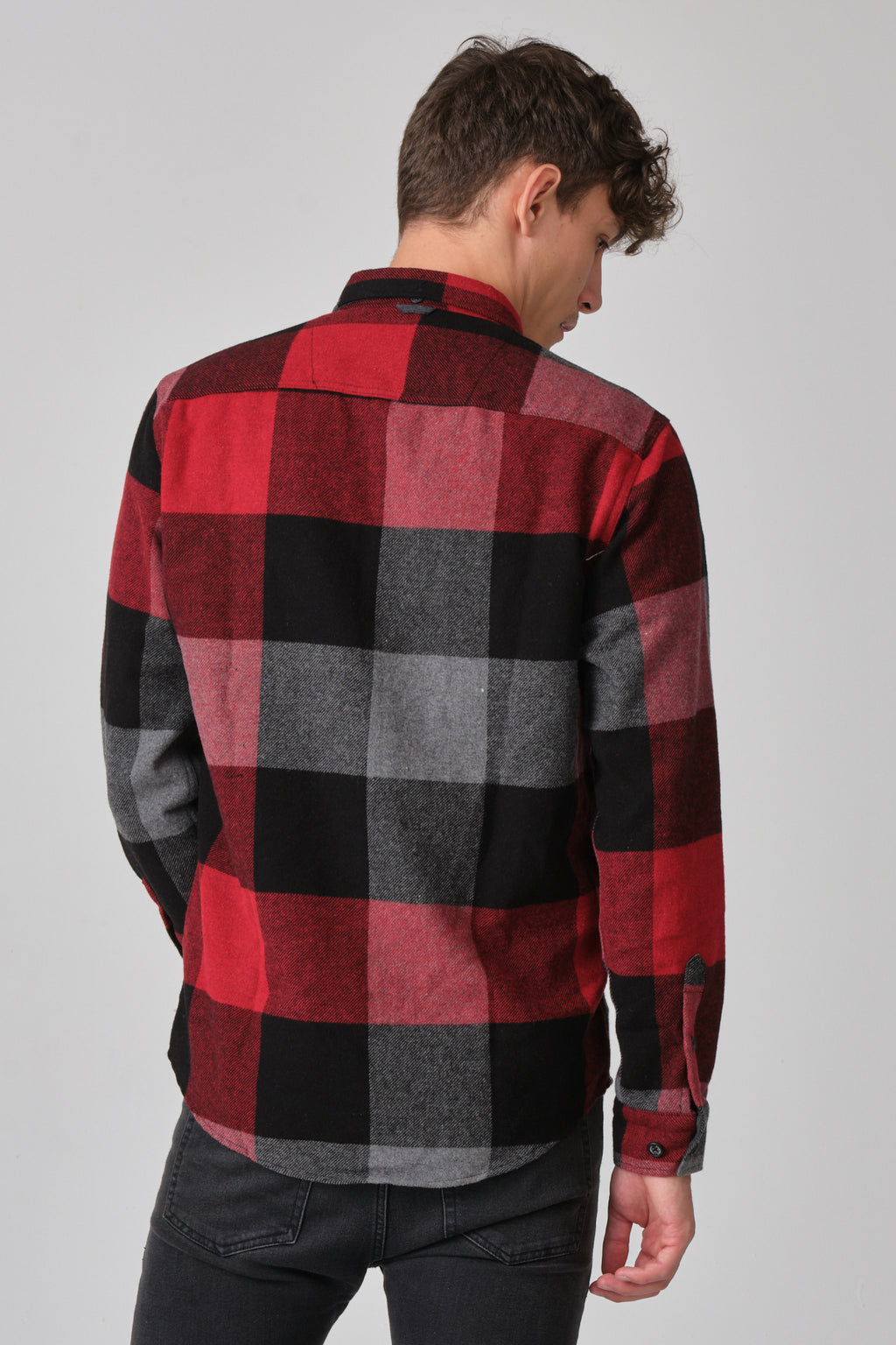 Cosplay Erkek Kalın Gömlek Yaka Kareli Flanel Oduncu Kışlık Cepsiz Gömlek Overshirt