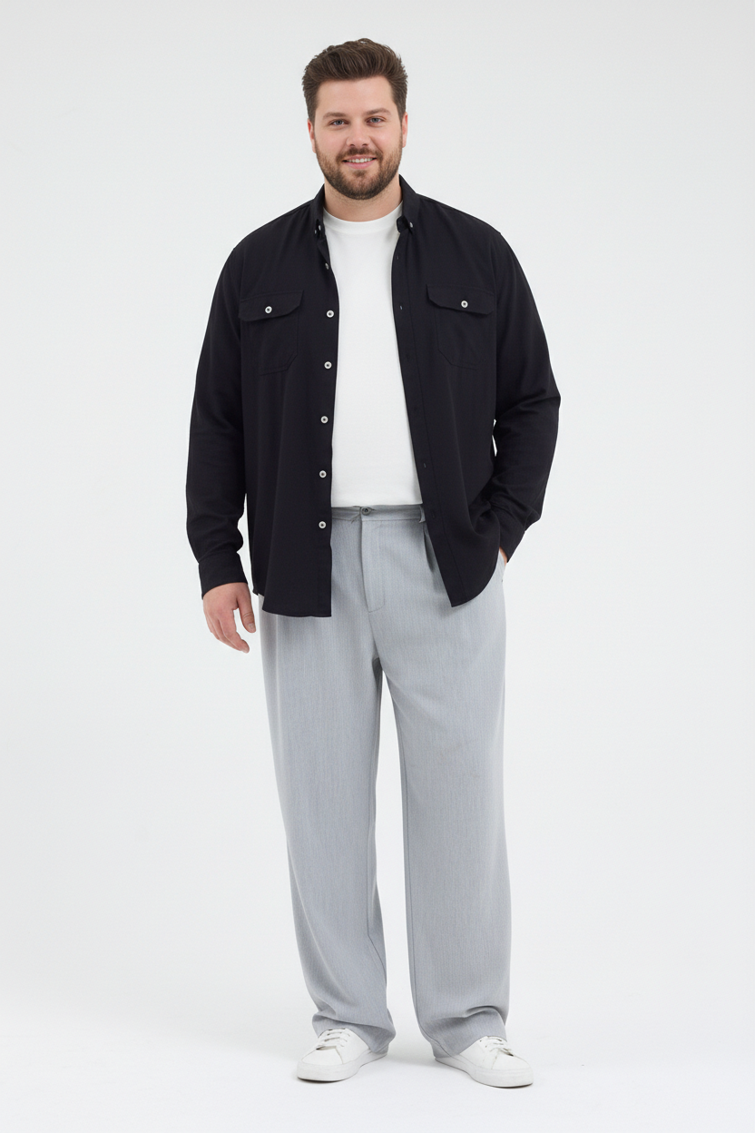 Cosplay Yüzde Yüz Pamuk Çift Cep Kapaklı Uzun Kol Katlanabilir Erkek Gömlek Cosplay