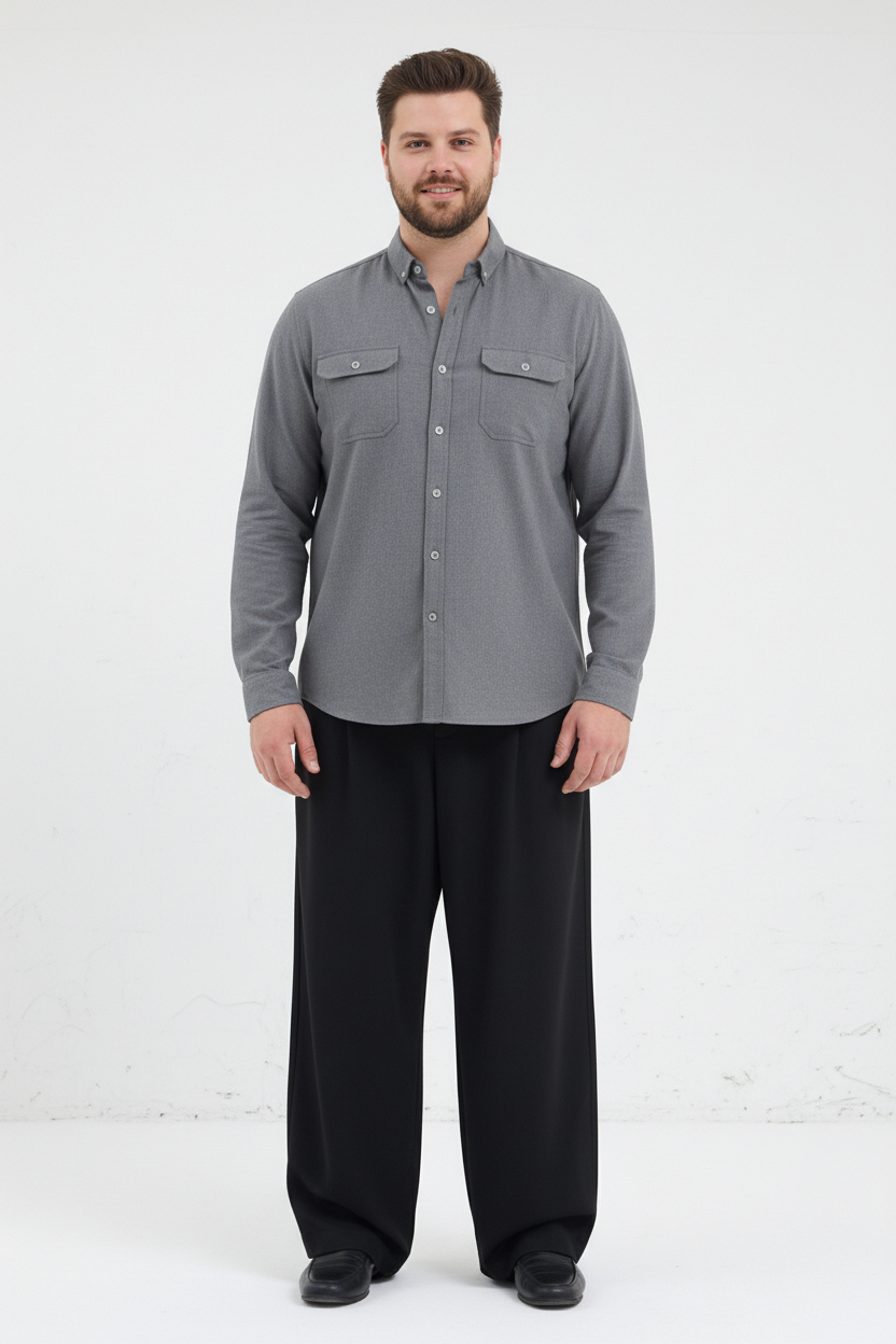 Cosplay Yüzde Yüz Pamuk Çift Cep Kapaklı Uzun Kol Katlanabilir Erkek Gömlek Cosplay